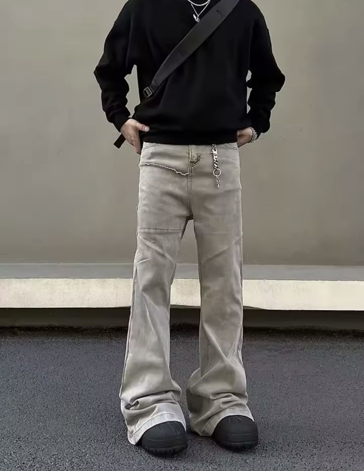Denime × Japanese Brand Kanye Cyber Y2K Fashion Baggy Stacked Flare Jeans Pants Size US 32 / EU 48 - 1 Thumbnail