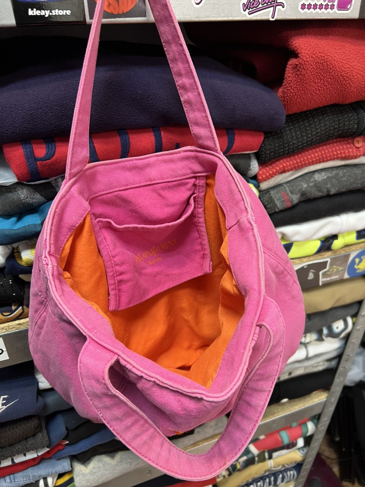 Yves Saint Laurent Yves Saint Laurent YSL Pink Tote Bag Embroidered Logo Size ONE SIZE - 10 Thumbnail