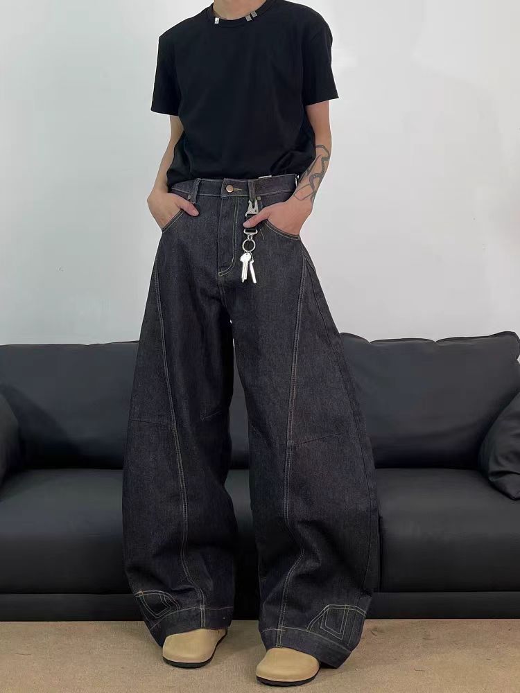 Street vintage reverse design machete embroidered jeans
