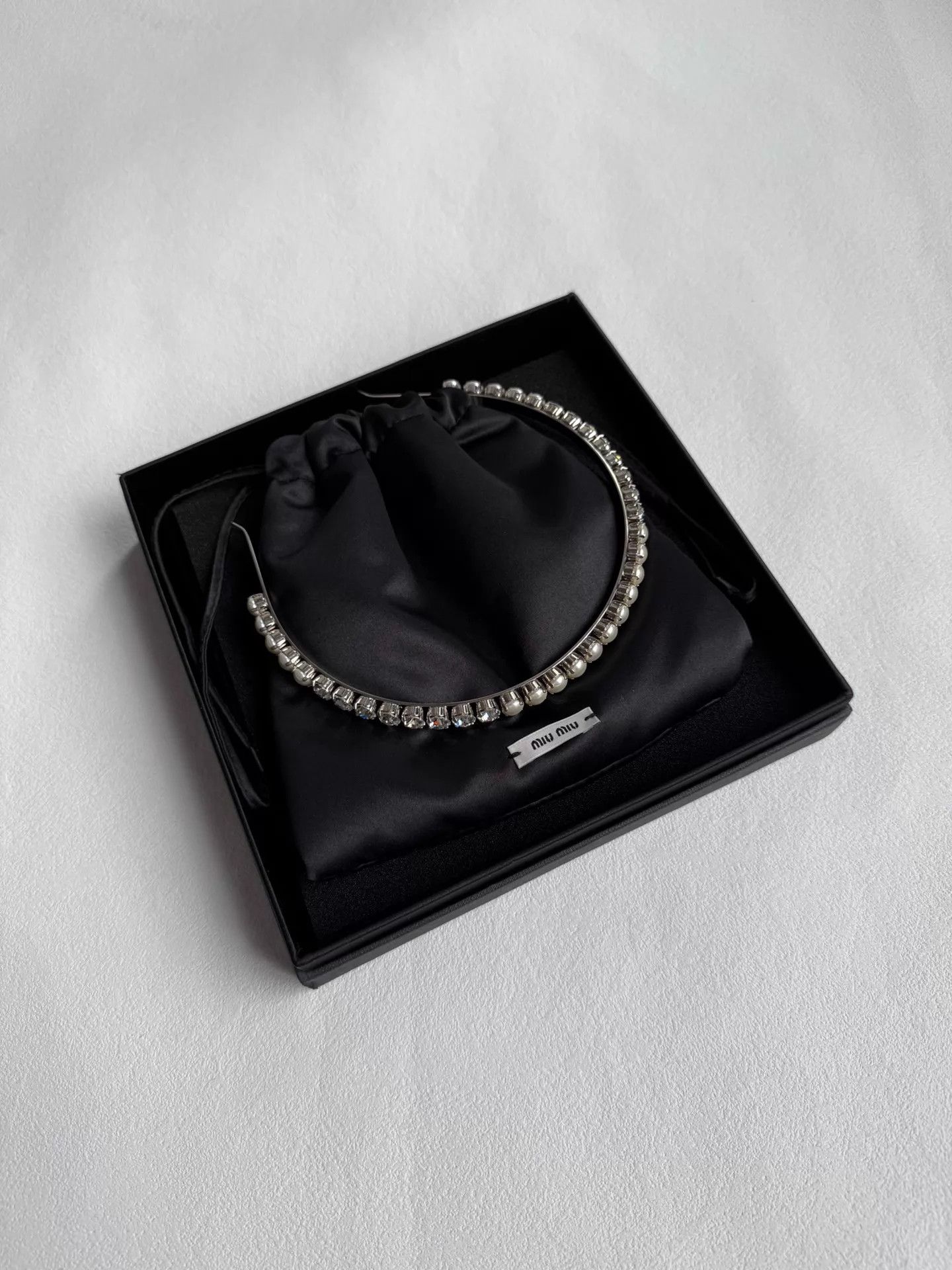 Miu Miu MIU MIU Women's Metal Pearl Rhinestone Headband Size ONE SIZE - 3 Thumbnail