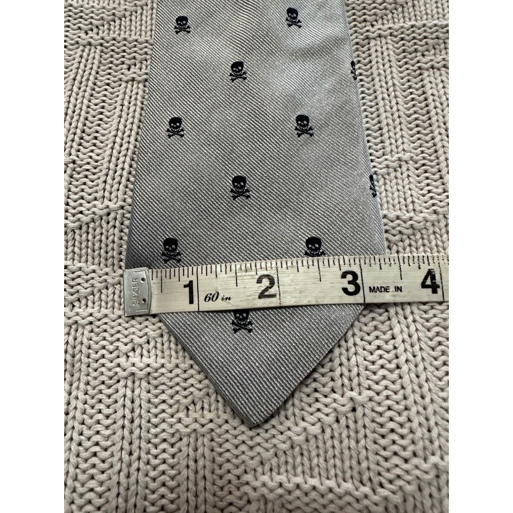 Express Express gray skull print tie Size ONE SIZE - 6 Thumbnail