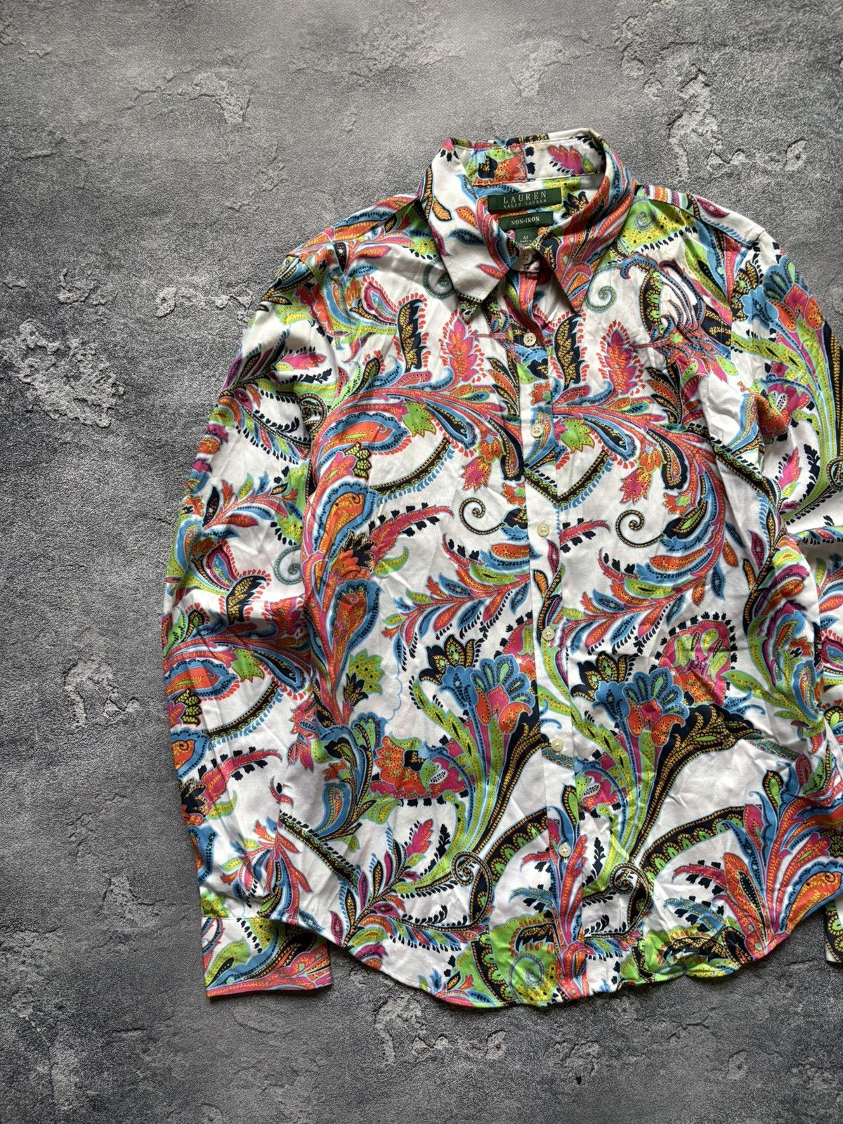 Polo Ralph Lauren Vintage Ralph Lauren Abstract Paisley Print Non-Iron Shirt Size M / US 6-8 / IT 42-44 - 3 Thumbnail