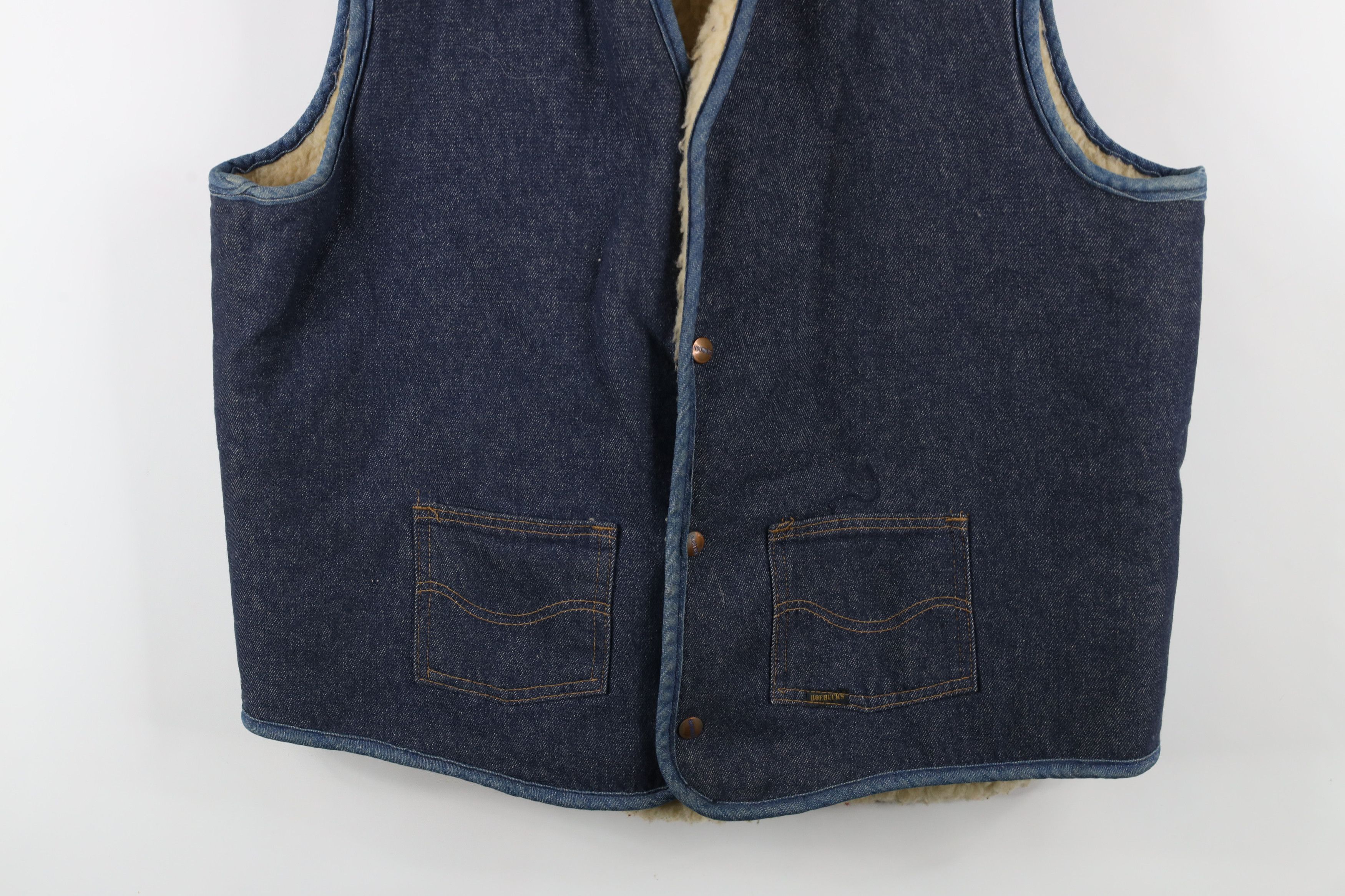 Vintage Vintage 70s Streetwear Fleece Lined Denim Vest Jacket USA Size US XL / EU 56 / 4 - 3 Thumbnail