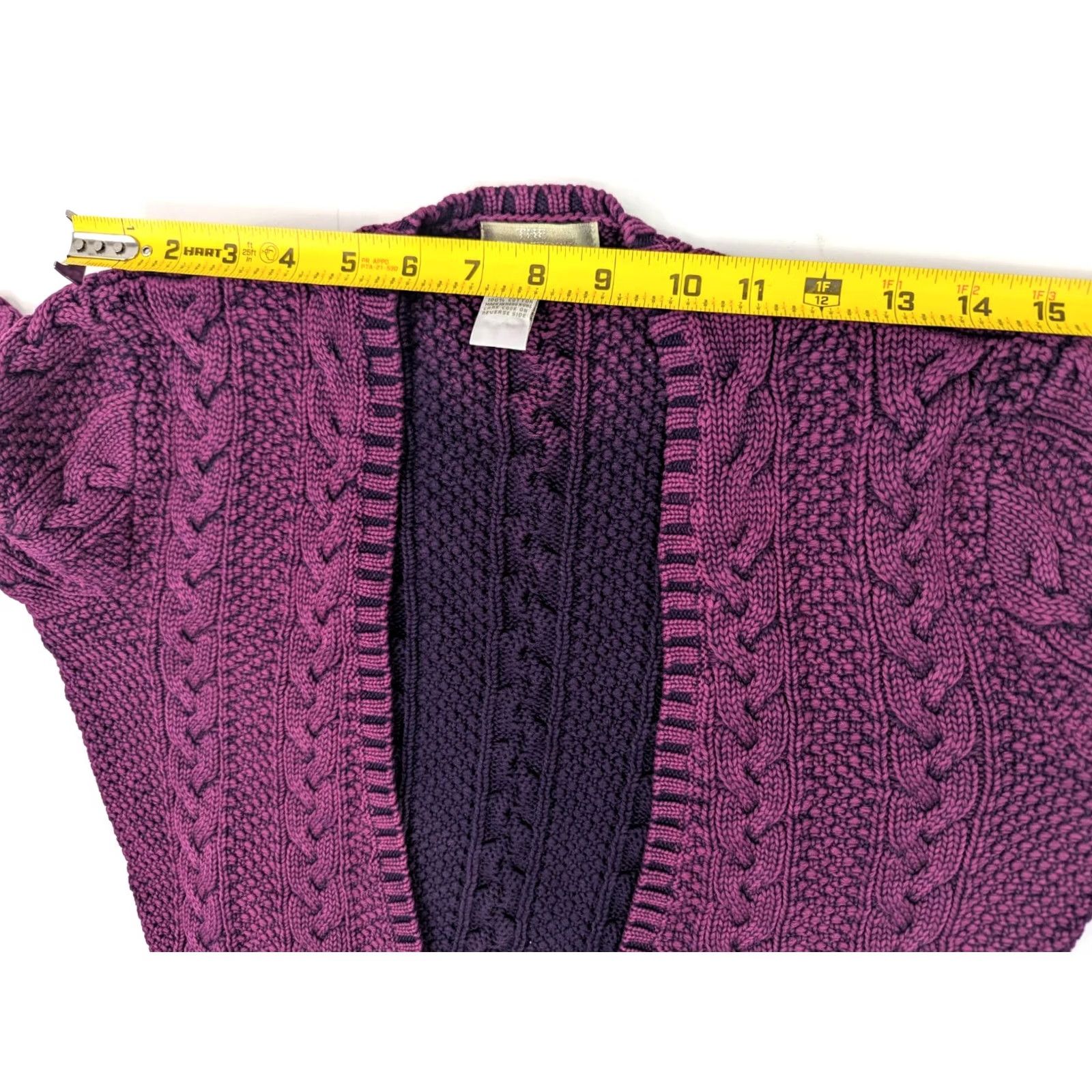 The Territory Ahead Territory Ahead Cardigan Women M Plum Purple Cable Knit Tie Front Front Open Knit Sweater Size M / US 6-8 / IT 42-44 - 7 Thumbnail