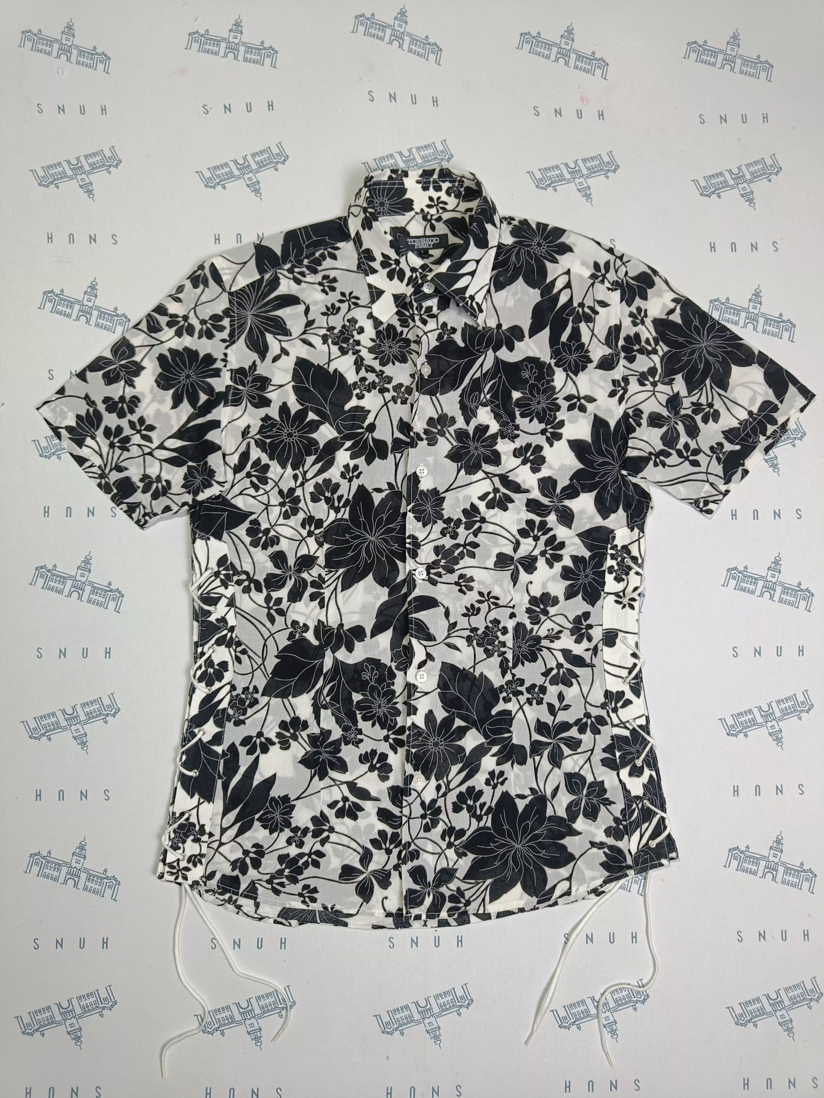 Tornado Mart Tornado Mart Side Laces Floral Printed Hawaiian Shirt Size L / US 10 / IT 46 - 18 Thumbnail