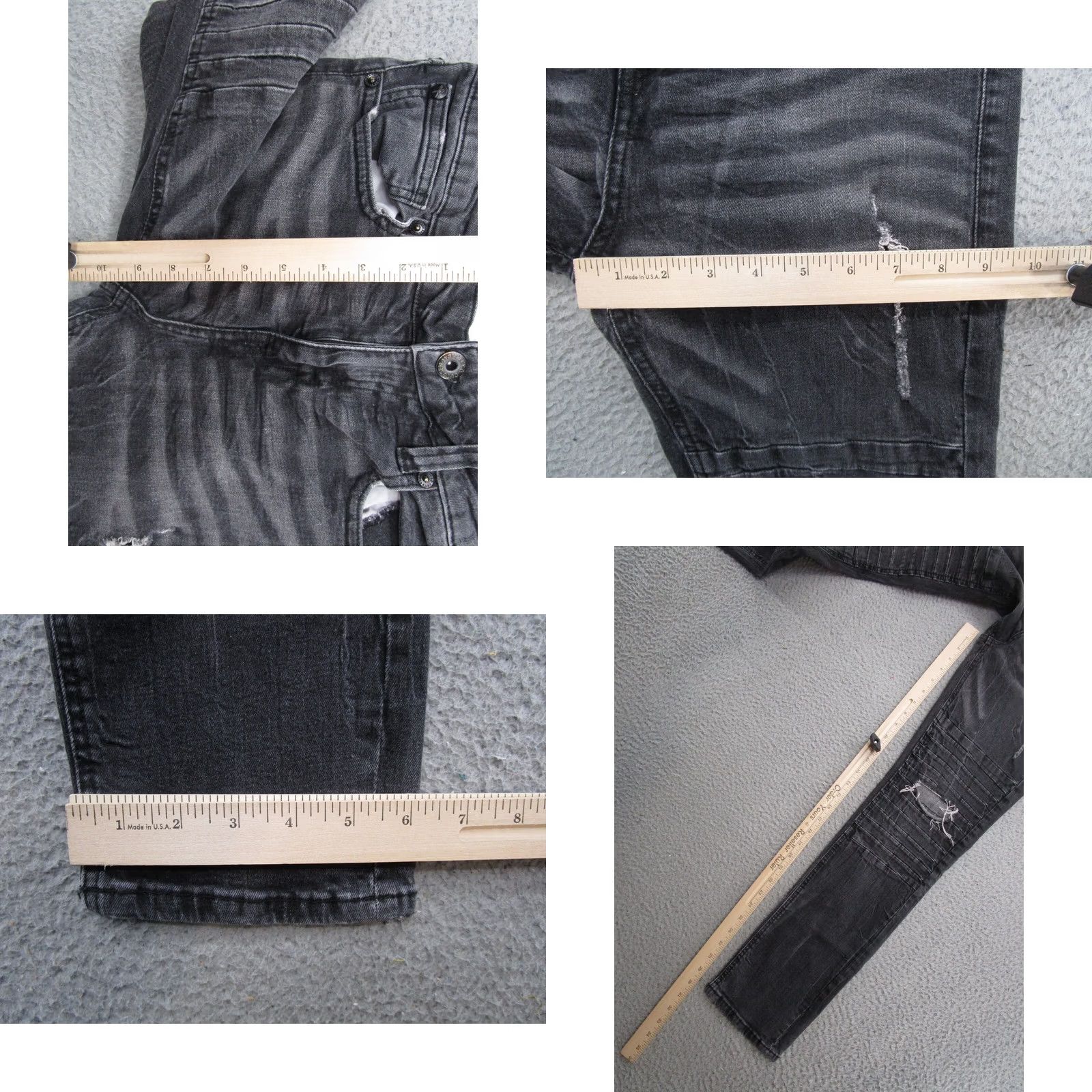 Ecko Unltd. Y2K Marc Ecko Cut and Sew Black Distressed Denim Moto Stretch Jeans Size 32x30 Mens Jeans Slim Stretch Black 90s 00s Size US 32 / EU 48 - 8 Thumbnail
