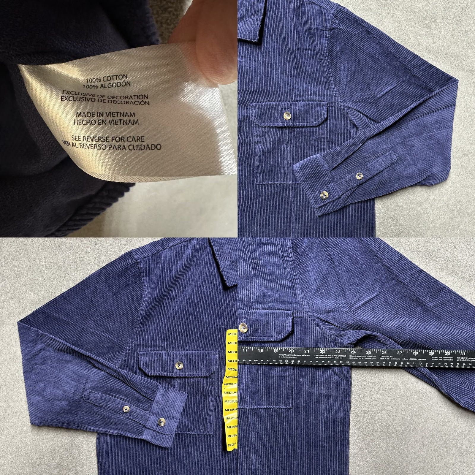 Gap NWT GAP Shirt Mens Medium Eclipse Blue Corduroy Long Sleeve Button Up MSRP 0 Size US M / EU 48-50 / 2 - 8 Thumbnail