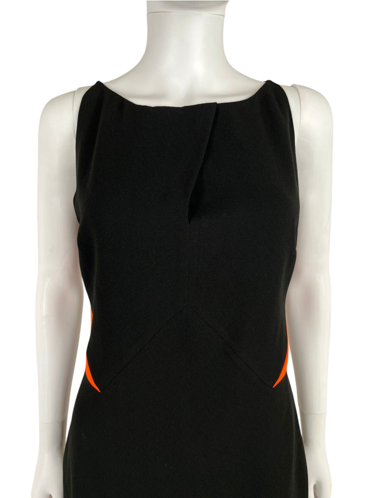 Jil Sander by Raf Simons Black Wool Sheath Dress Orange Cut-Out Panels Size XS / US 0-2 / IT 36-38 - 7 Thumbnail