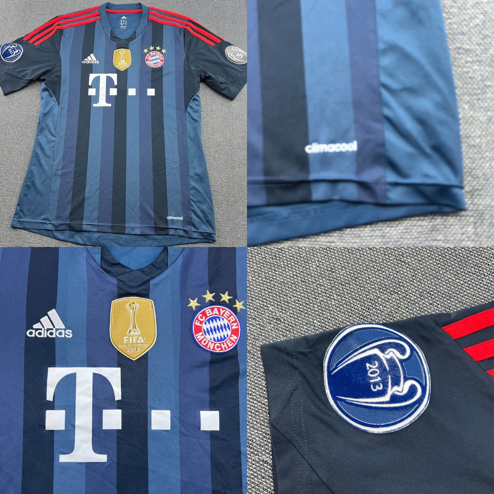 Adidas adidas Bayern Munich 2013 2014 Third Mens Football Jersey M Blue Short Sleeve Pullover Round Neck Moisture Wicking Quick Dry Shirt Sports Mens Size US M / EU 48-50 / 2 - 9 Thumbnail