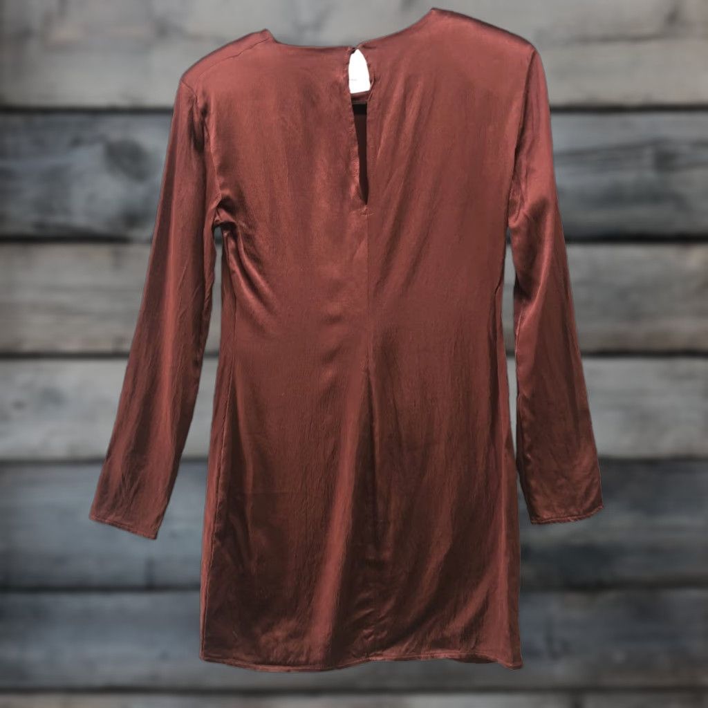 Zara Zara Satin Long Sleeve Mini Dress Womens S Tunic Crewneck Slim Fit Dress Size S / US 4 / IT 40 - 1 Thumbnail