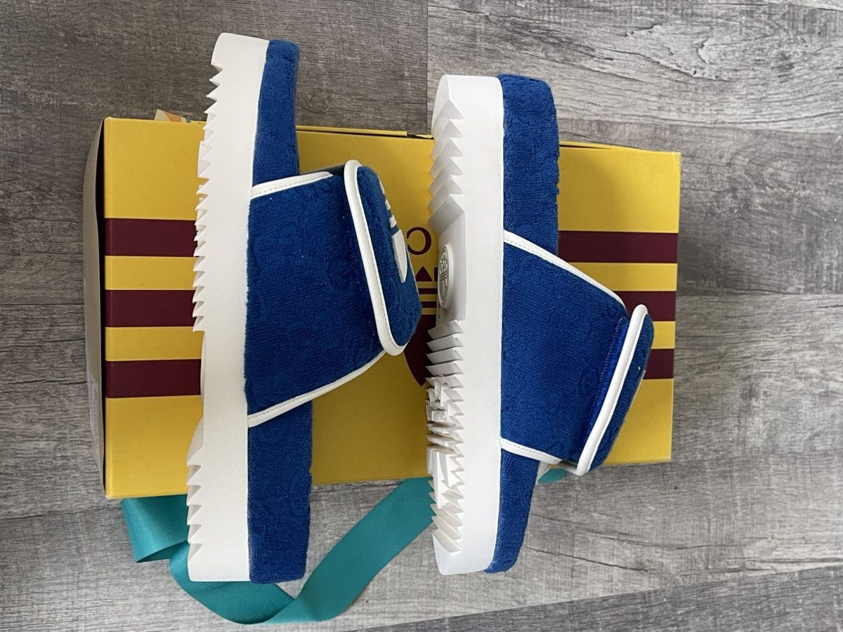 Adidas × Gucci Gucci X Adidas Slides Blue Size US 8 / EU 41 - 4 Thumbnail