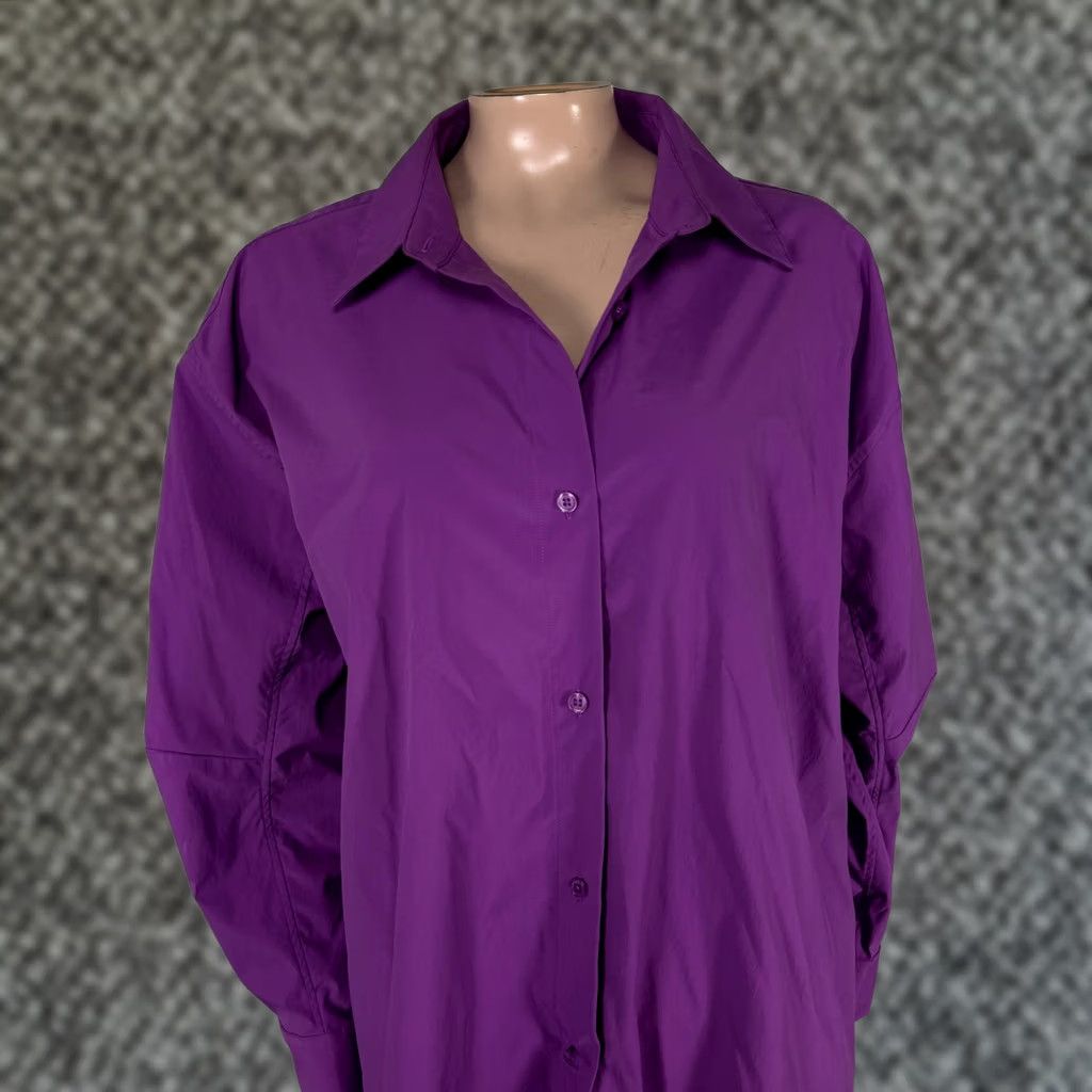 Athleta Athleta Shirt Women's XL Button-Up Long Sleeve Knit Polyester Purple Casual Solid 52 Bust 31 Shoulder to Hem Size XL / US 12-14 / IT 48-50 - 1 Thumbnail