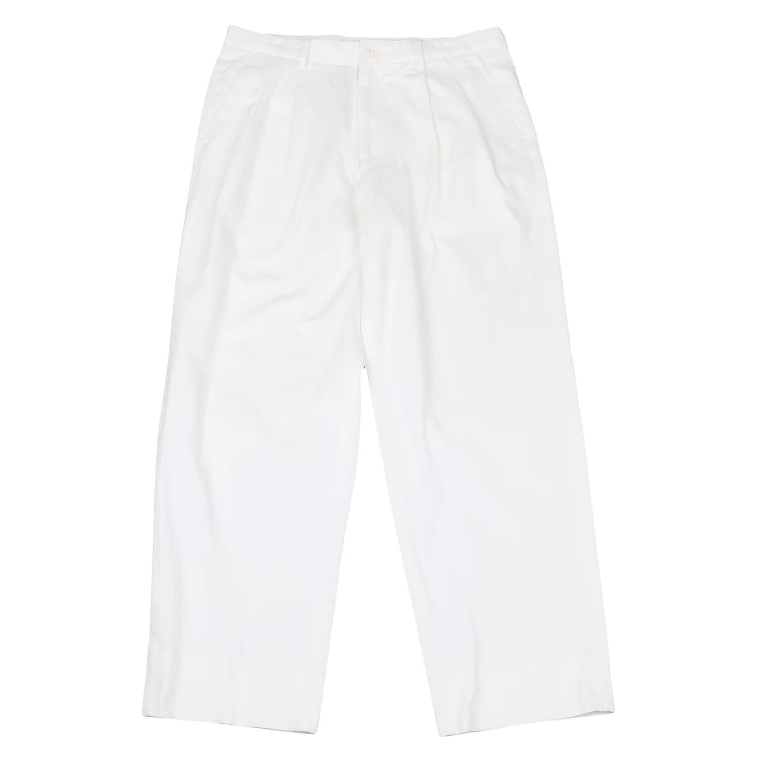 Issey Miyake Cotton Two-Tuck Pants in Off White, Size XL Size US 38 / EU 54 - 1 Thumbnail