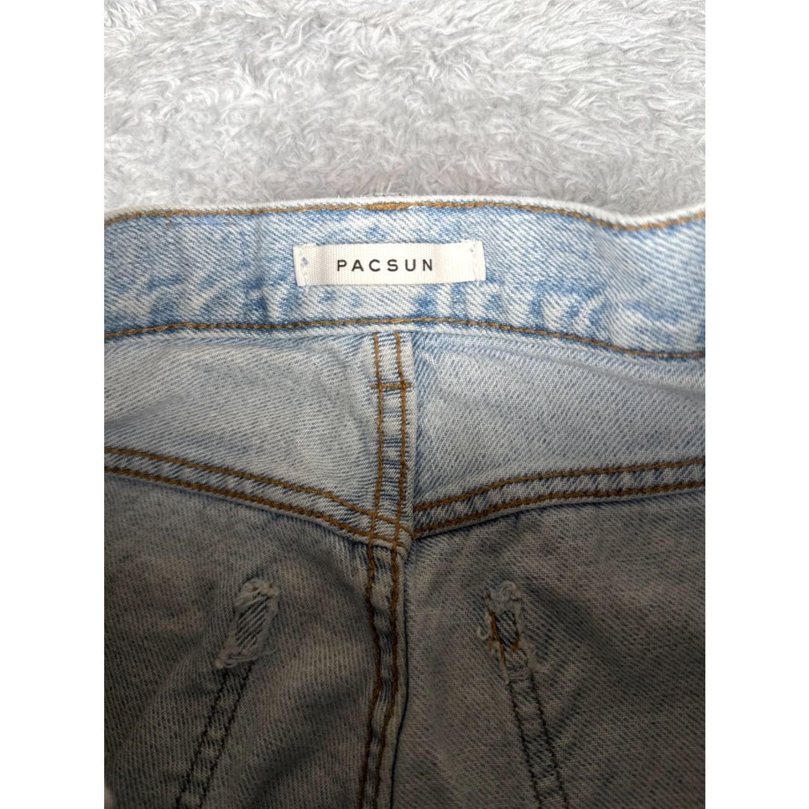 Pacsun Pacsun Women's Flared Jeans 24 Blue Light Denim High Rise Slit 90s Style Size 42" / US 20 - 6 Thumbnail