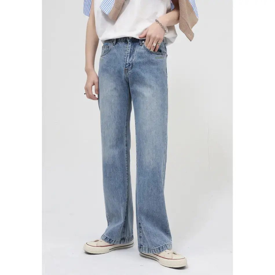 Japanese Brand Retro loose solid color micro flared jeans Size US 32 / EU 48 - 4 Thumbnail