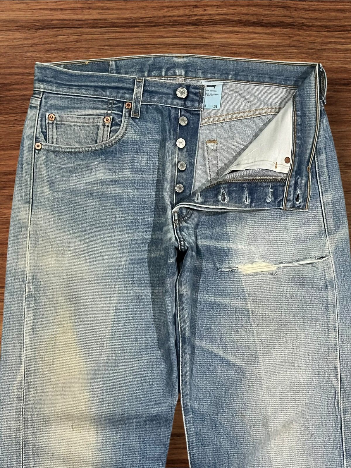 Levi's Levi’s 501 XX Vintage Inspired Washed Button Fly Blue Jeans Size US 33 - 5 Thumbnail