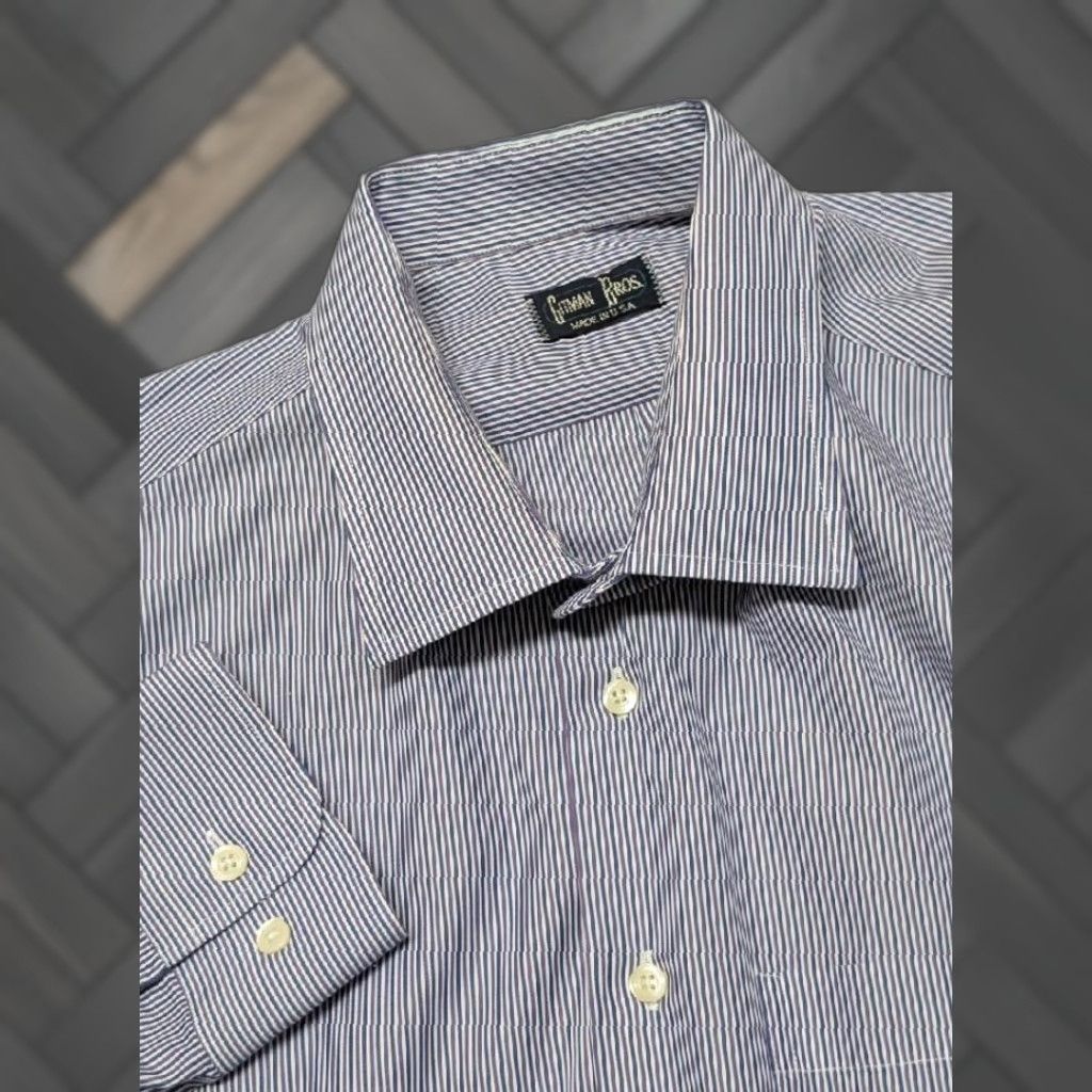 Vintage USA Gitman Bros striped cotton shirt 2XL long sleeve Lavender Men’s, Button-Up, Collared, Cowboy theme, USA made, Vintage? (No vintage flag) Size US XXL / EU 58 / 5 - 1 Thumbnail