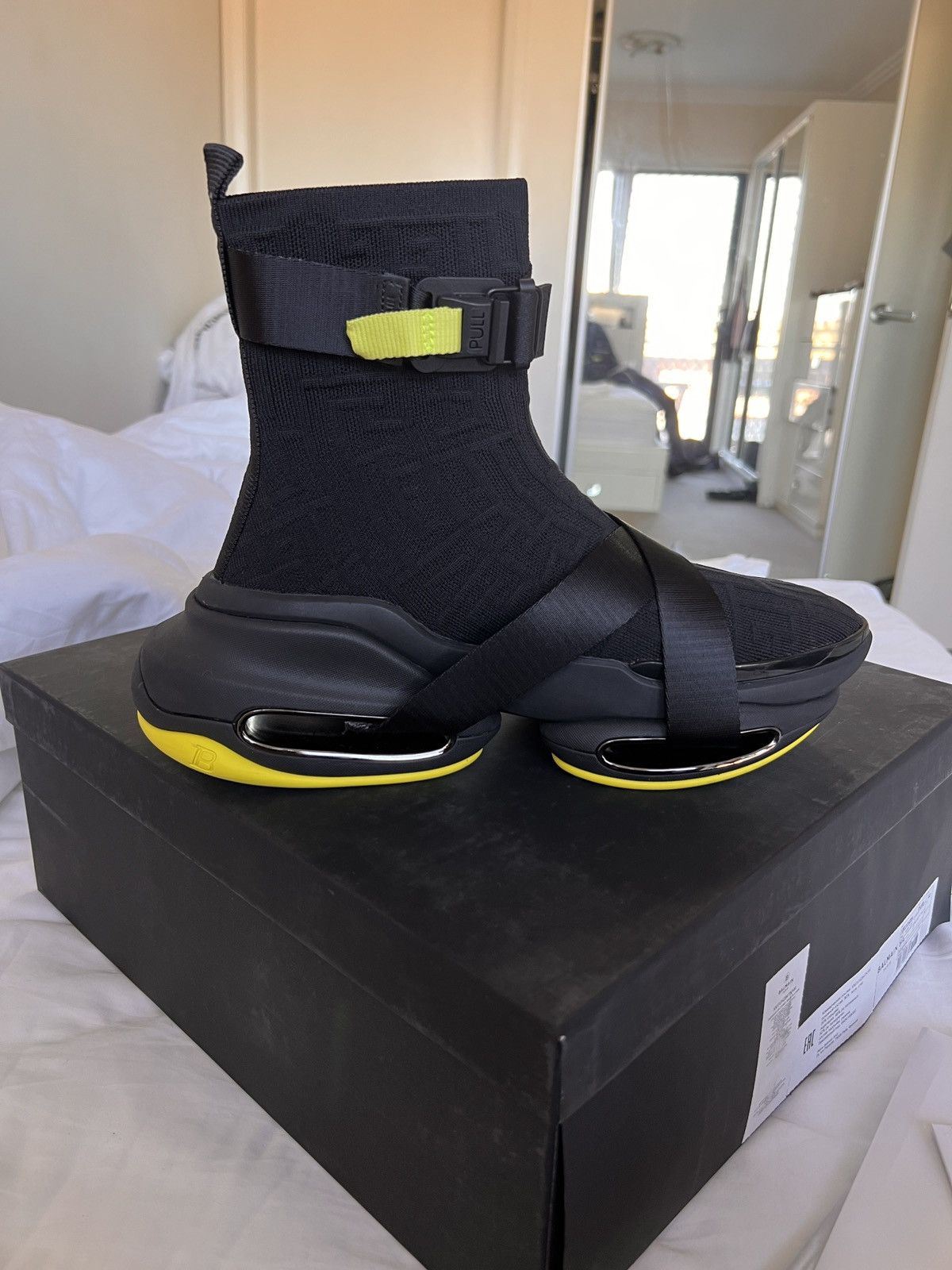 Balmain B-Bold high-top Sock Sneakers 42 Black/Neon Yellow Size US 9 / EU 42 - 1 Thumbnail
