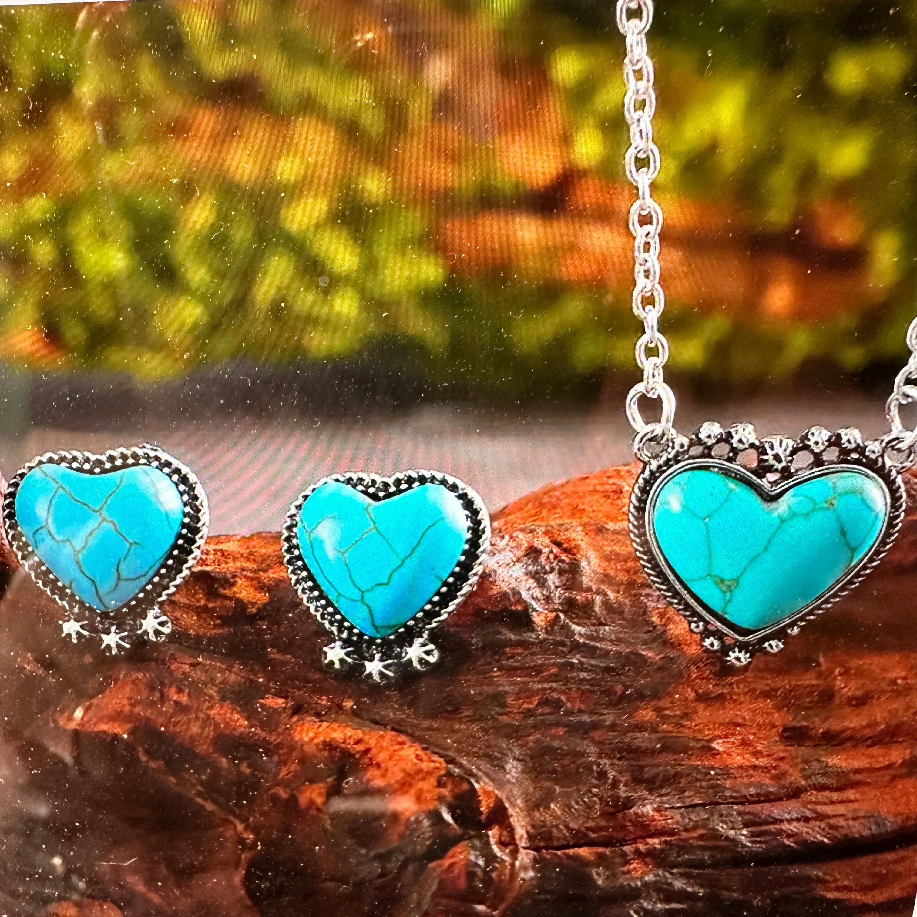 Other Boho Western Turquoise Bull Head Necklace Earrings Set, Vint Size ONE SIZE - 9 Thumbnail