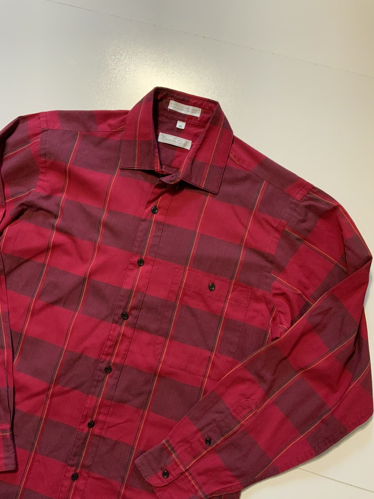 Dior × Vintage Vintage Christian Dior Checkered Plaid Button Front Shirt Size US M / EU 48-50 / 2 - 3 Thumbnail