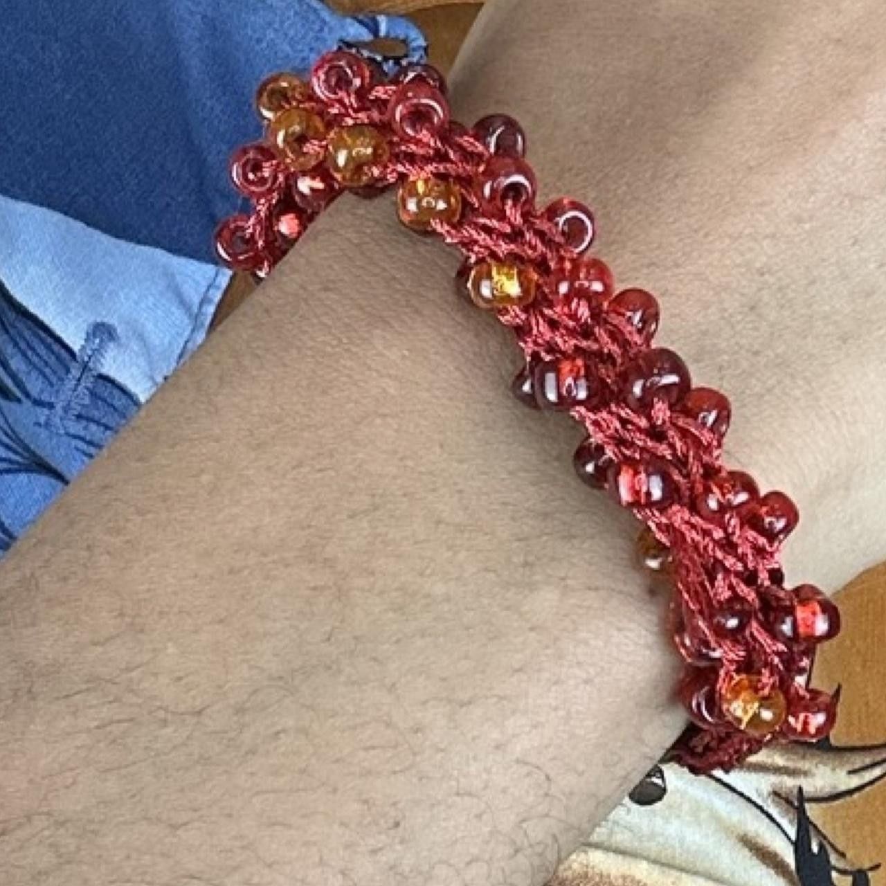 Jewelry Orange Beaded Knotted Rope Bracelet Size ONE SIZE - 1 Thumbnail