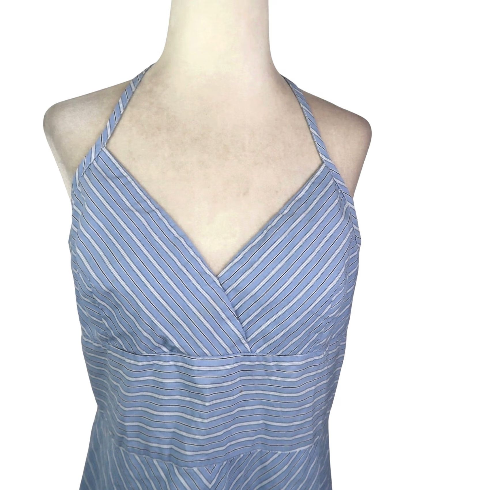 Tommy Hilfiger VINTAGE Tommy Hilfiger Dress Halter Striped Knee Length 12 Blue White 90s Womens Sleeveless Sundress COTTON Casual Summer Vintage Yes Size XL / US 12-14 / IT 48-50 - 2 Thumbnail