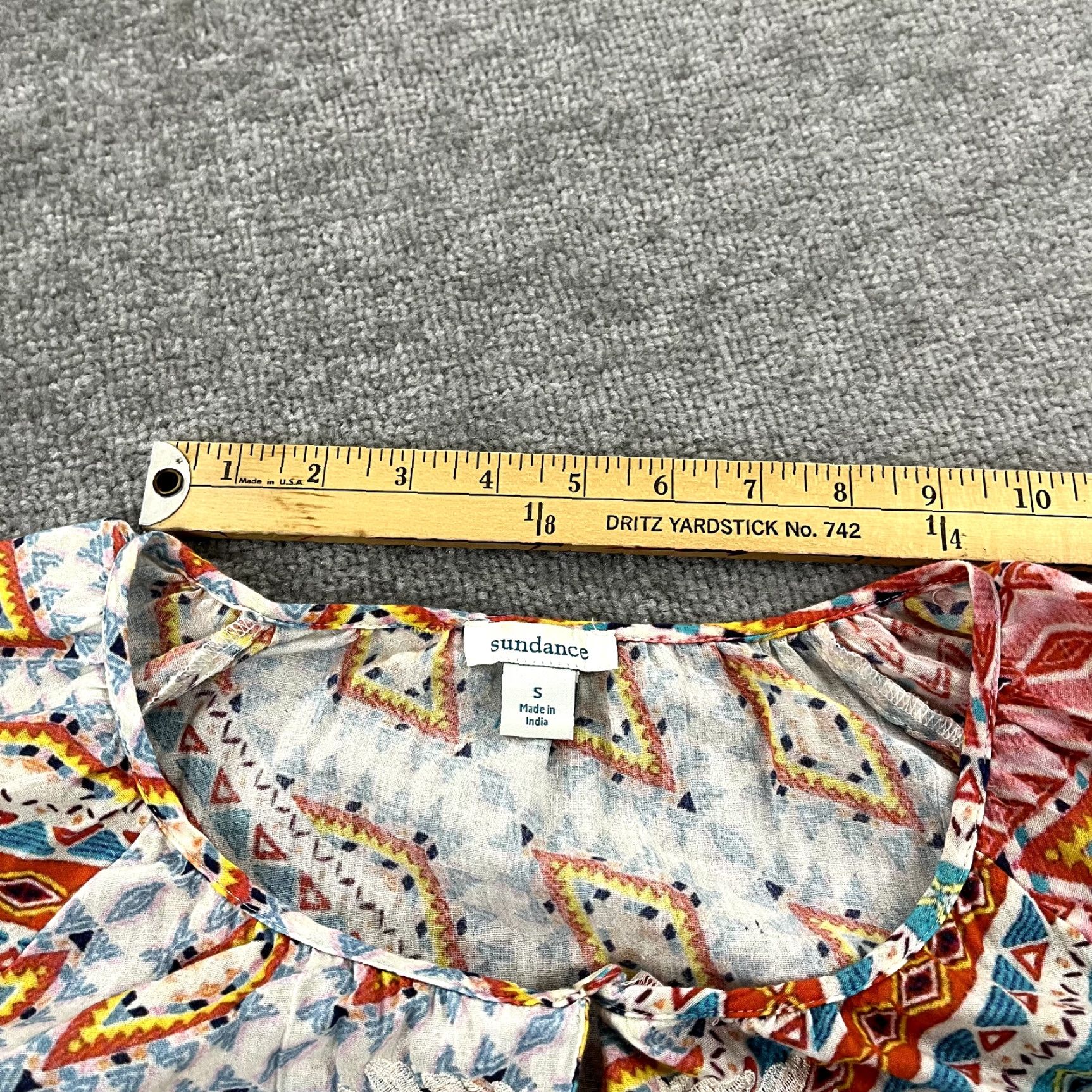Vintage SUNDANCE Top Womens Small Geometric Floral Adisa Beach Coverup Tunic Shirt 3/4 Size S / US 4 / IT 40 - 7 Thumbnail