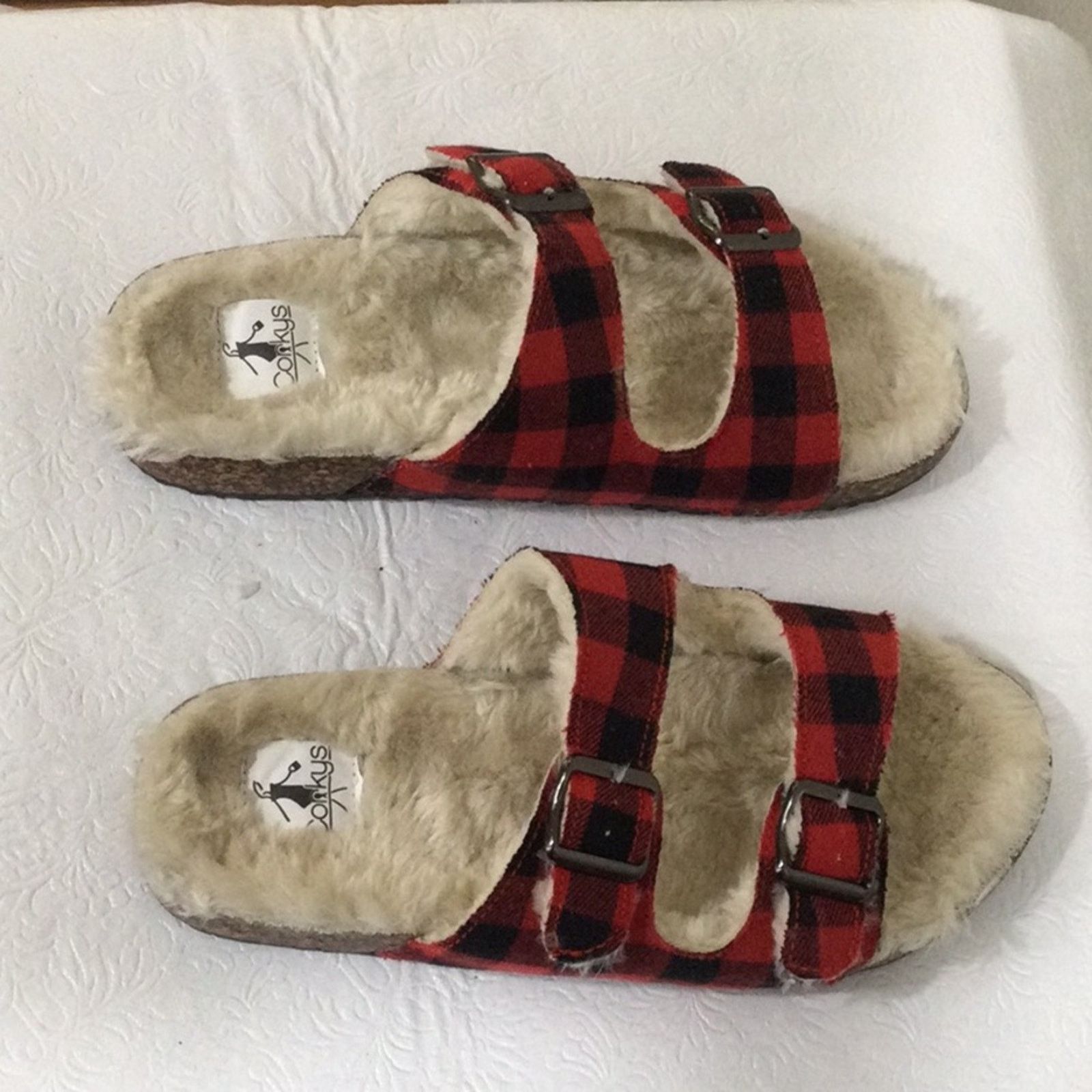 Other Corkys Laid Back Plaid Fur Lined Slip On Sandles 10 NWOT Size US 10 / IT 40 - 14 Thumbnail
