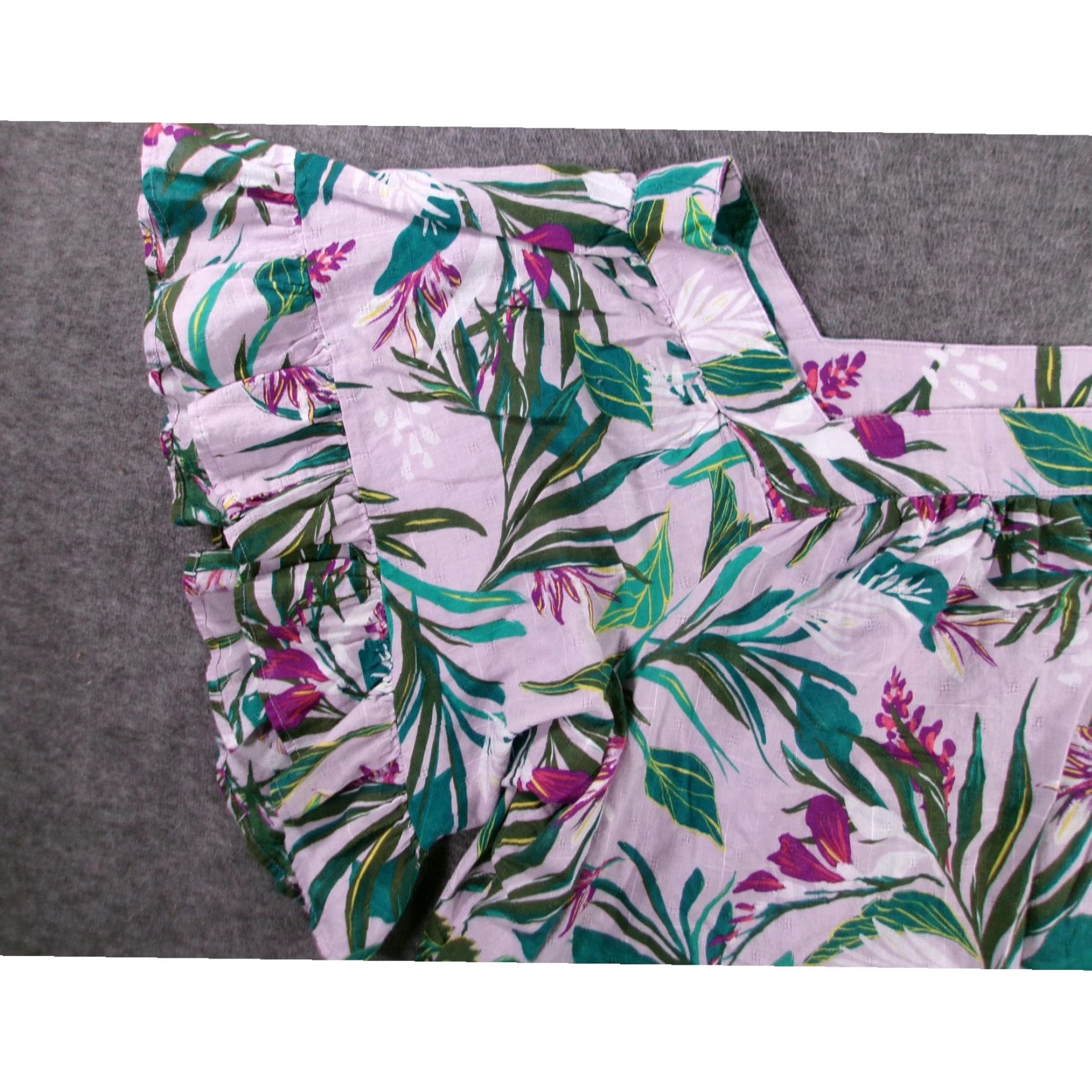 Vintage VINTAGE Terra & Sky Plus Blouse Womens 2X Cotton Floral Print Flutter Sleeves Boho Spring Green Purple Womens Size 3XL / US 20-22 - 2 Thumbnail