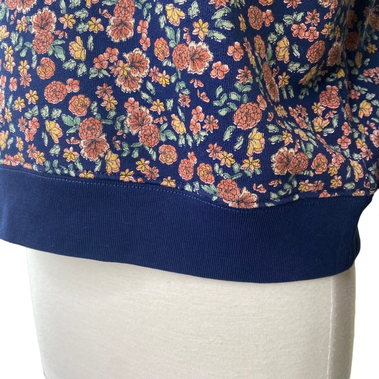 Veronica Beard Dylan Floral Half ZipSweatshirt Navy Multi
