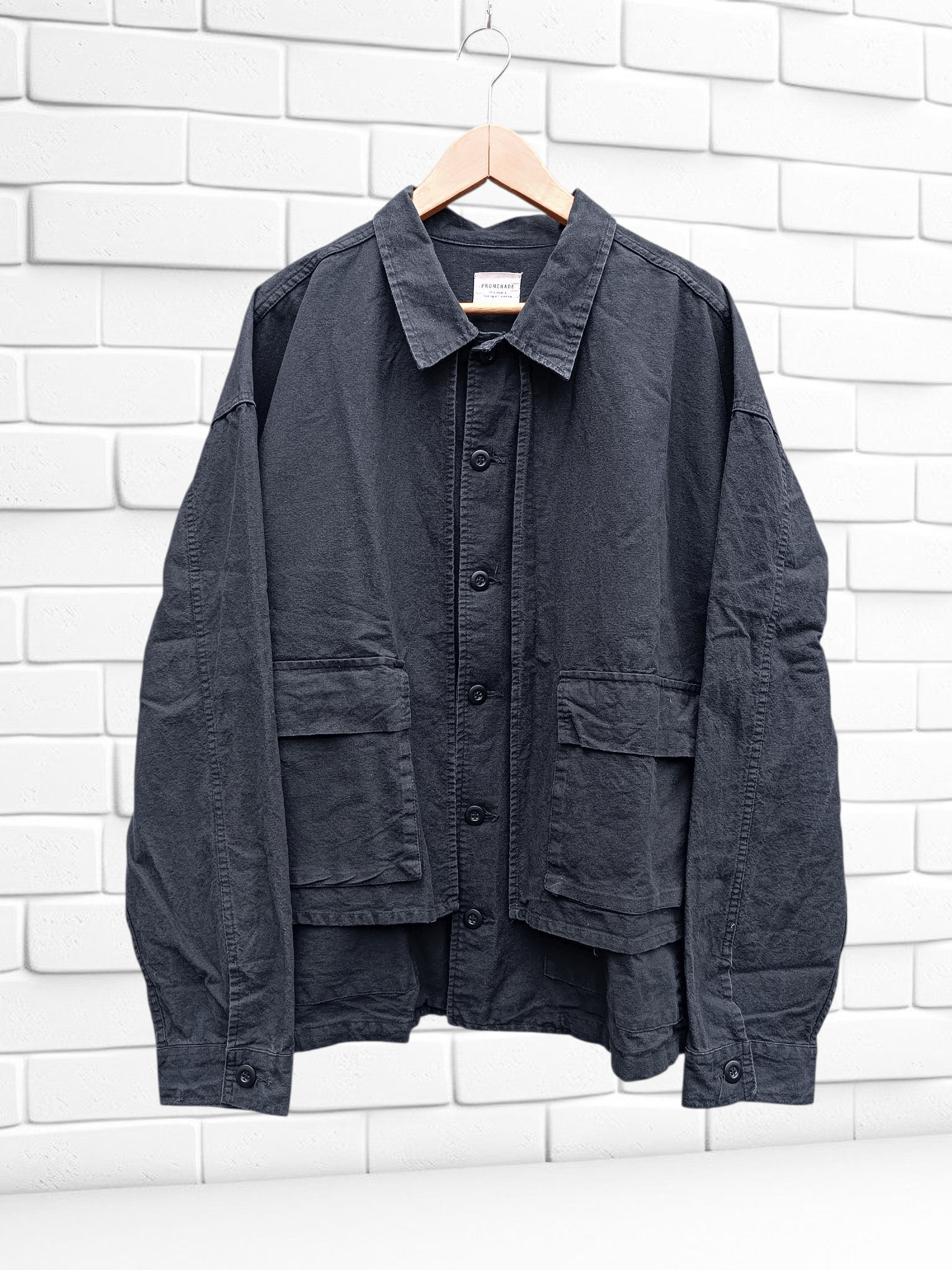 Japanese Brand Black Utility Chore Jacket Double Layer Yohji Issey Style Size US L / EU 52-54 / 3 - 2 Thumbnail