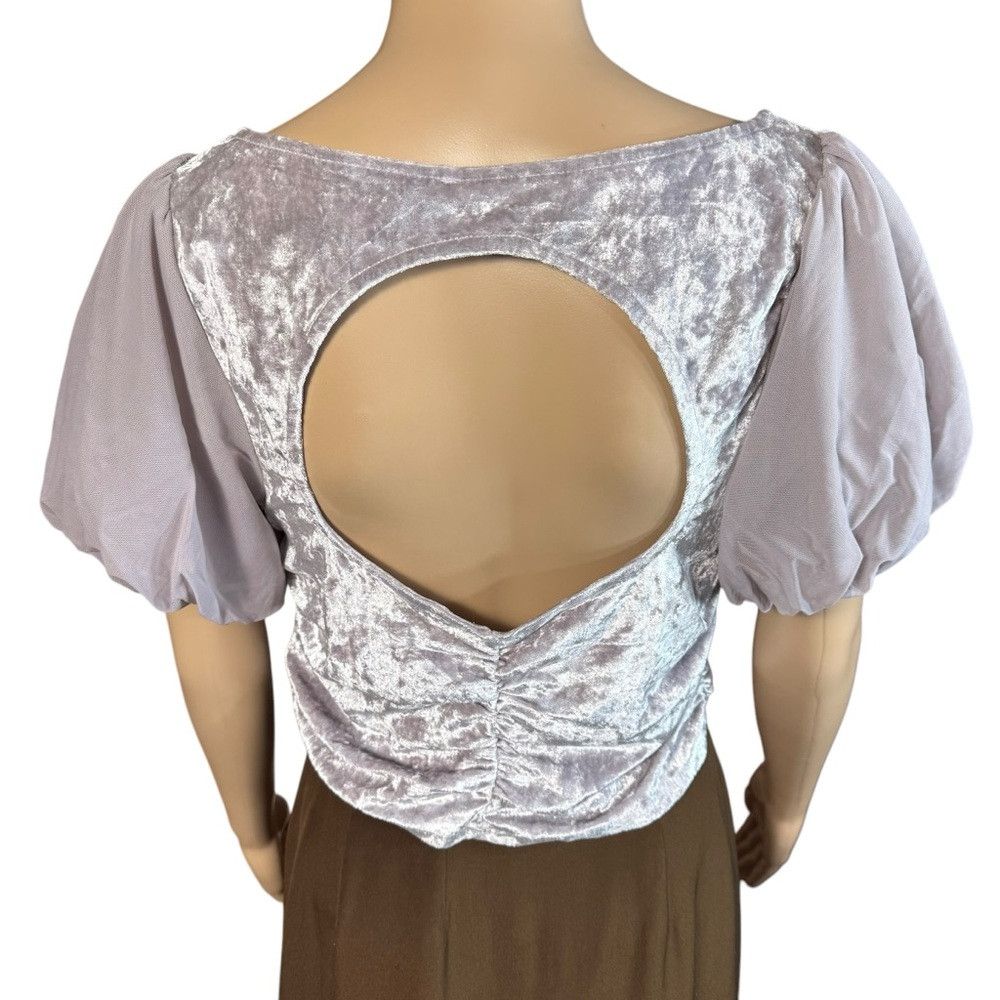 Free People NWT New Free People Midnight Mood Velvet Grey Mauve Crop To Size L / US 10 / IT 46 - 3 Thumbnail