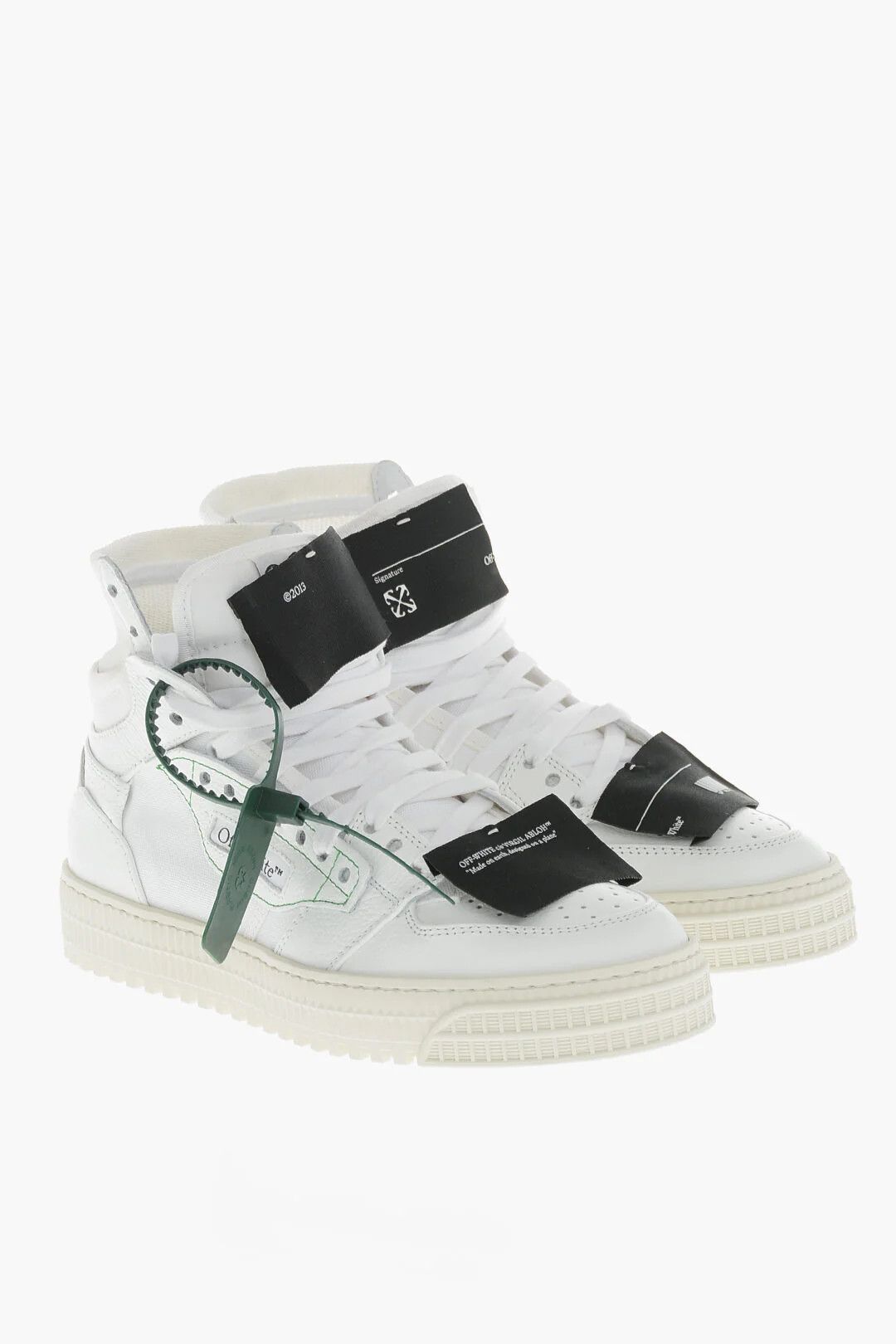 Off-White og1mm0426 Leather & Fabric Hi-Top Sneakers in White Size US 6 / EU 39 - 3 Thumbnail