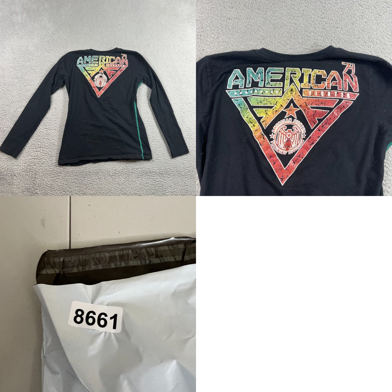 Vintage VINTAGE American Fighter Shirt Womens M Long Sleeve Lace Up Tee T-Shirt Top Black 80s 90s USA Military Casual Mens Womens Size M / US 6-8 / IT 42-44 - 8 Thumbnail