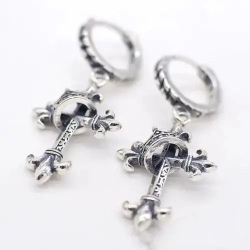 Jewelry × Sterling Silver 925 Silver Plated Cross Dangle Drop Earrings for Men Women Size ONE SIZE - 3 Thumbnail