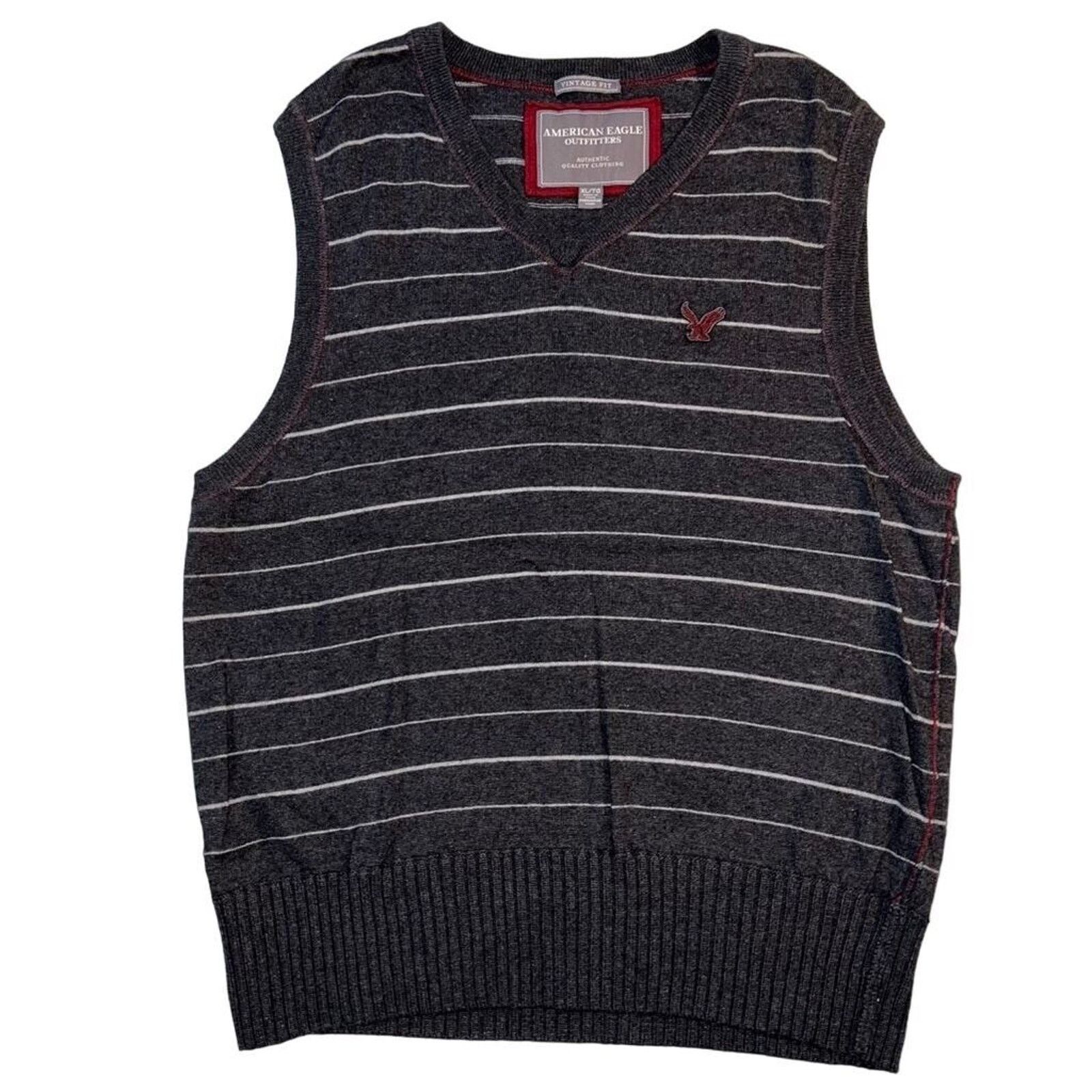 American Eagle Outfitters American Eagle Sweater Vest Wool Blend Knit Striped Pullover Size US XL / EU 56 / 4 - 1 Thumbnail