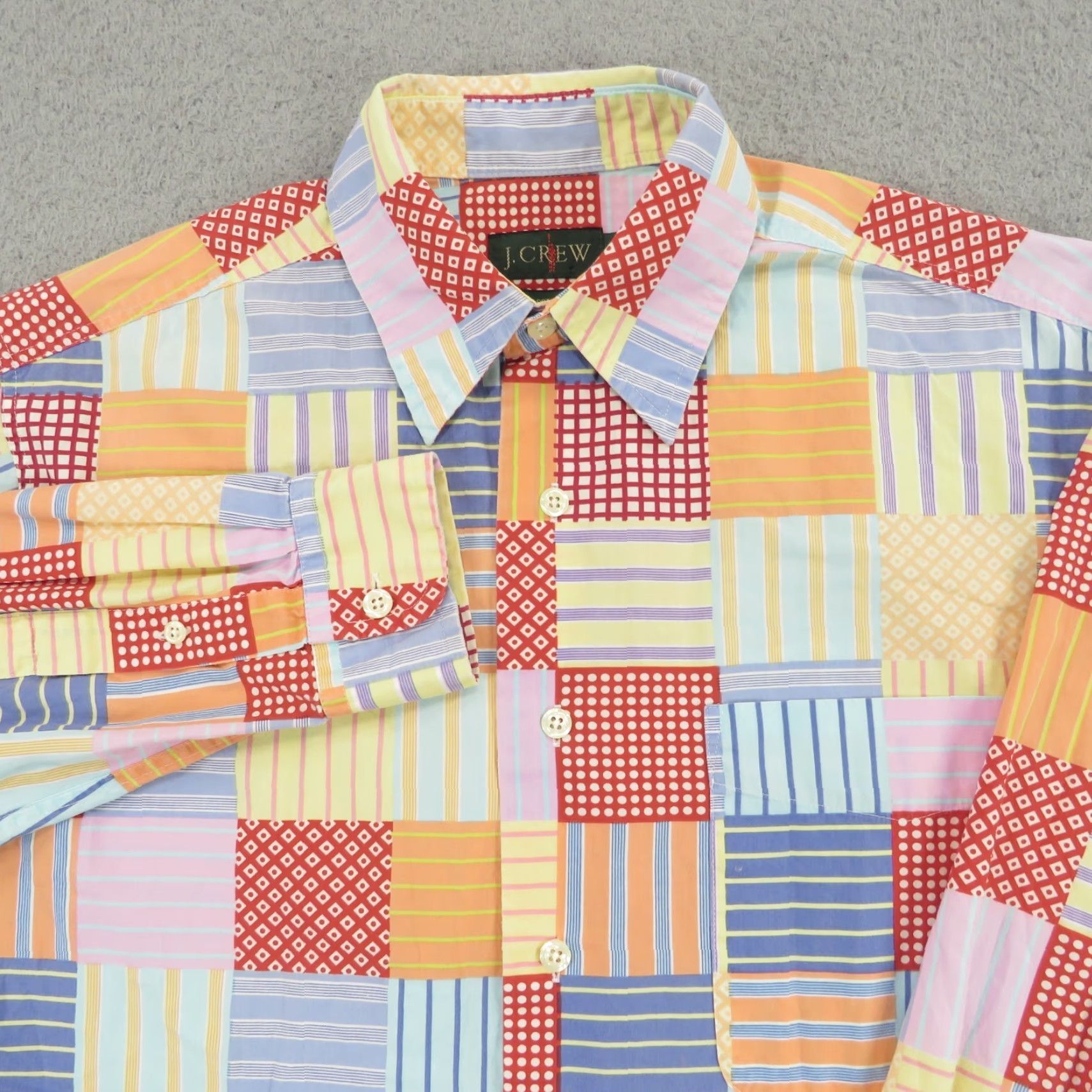 J.Crew VINTAGE J.CREW Shirt Mens Small Oarsman Patchwork Plaid Geometric Preppy Button 90s Size US S / EU 44-46 / 1 - 3 Thumbnail