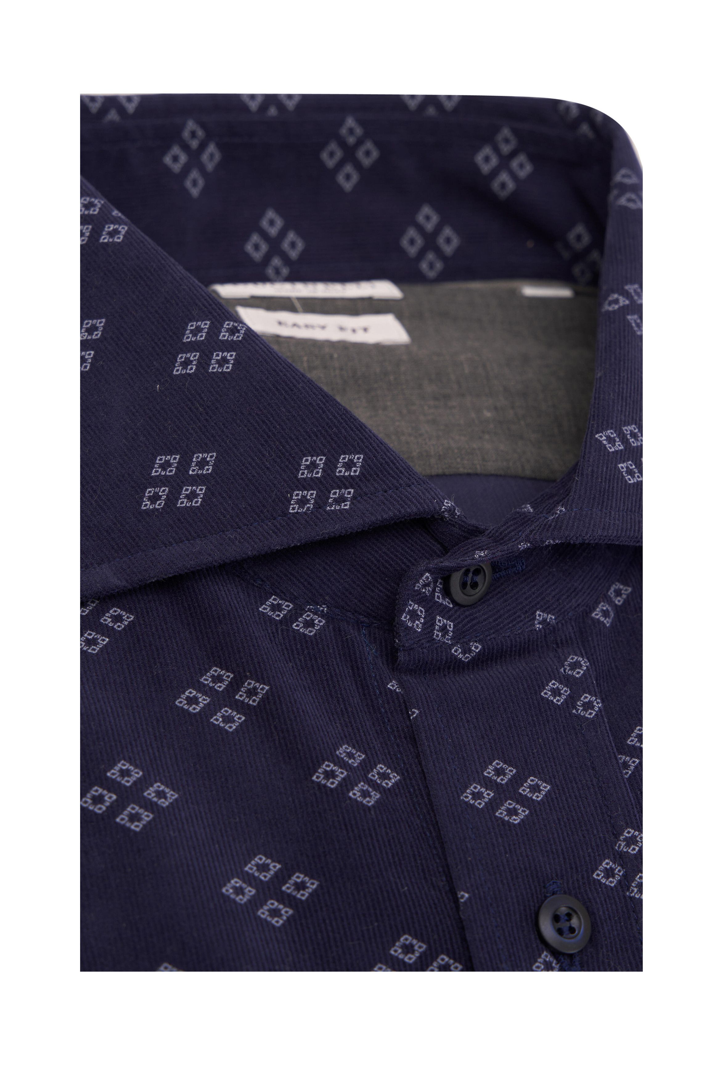 Brunello Cucinelli o1mtch0225 Corduroy Cotton Sport Shirt in Navy Size US XL / EU 56 / 4 - 2 Thumbnail