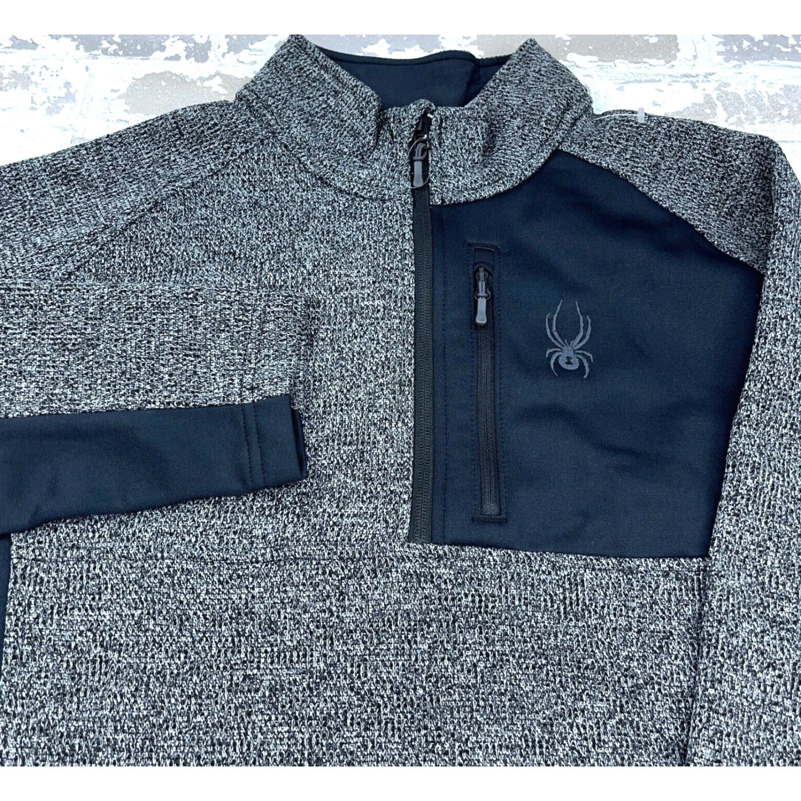 Spyder Spyder Jacket Men XL Gray Black Pullover Bomber Zip 1/4 Knit Logo Embroidered Lining Polyester All Seasons Regular Size US XL / EU 56 / 4 - 2 Thumbnail