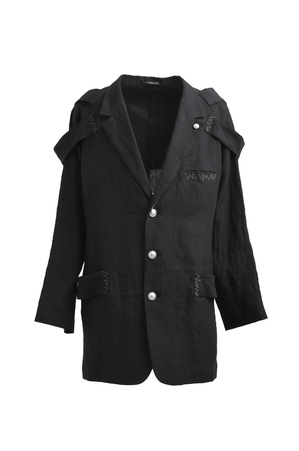 Yohji Yamamoto Yohji Yamamoto Pour Homme LINEN SHOULDER EPAULET ZIGZAG JKT Size US M / EU 48-50 / 2 - 3 Thumbnail