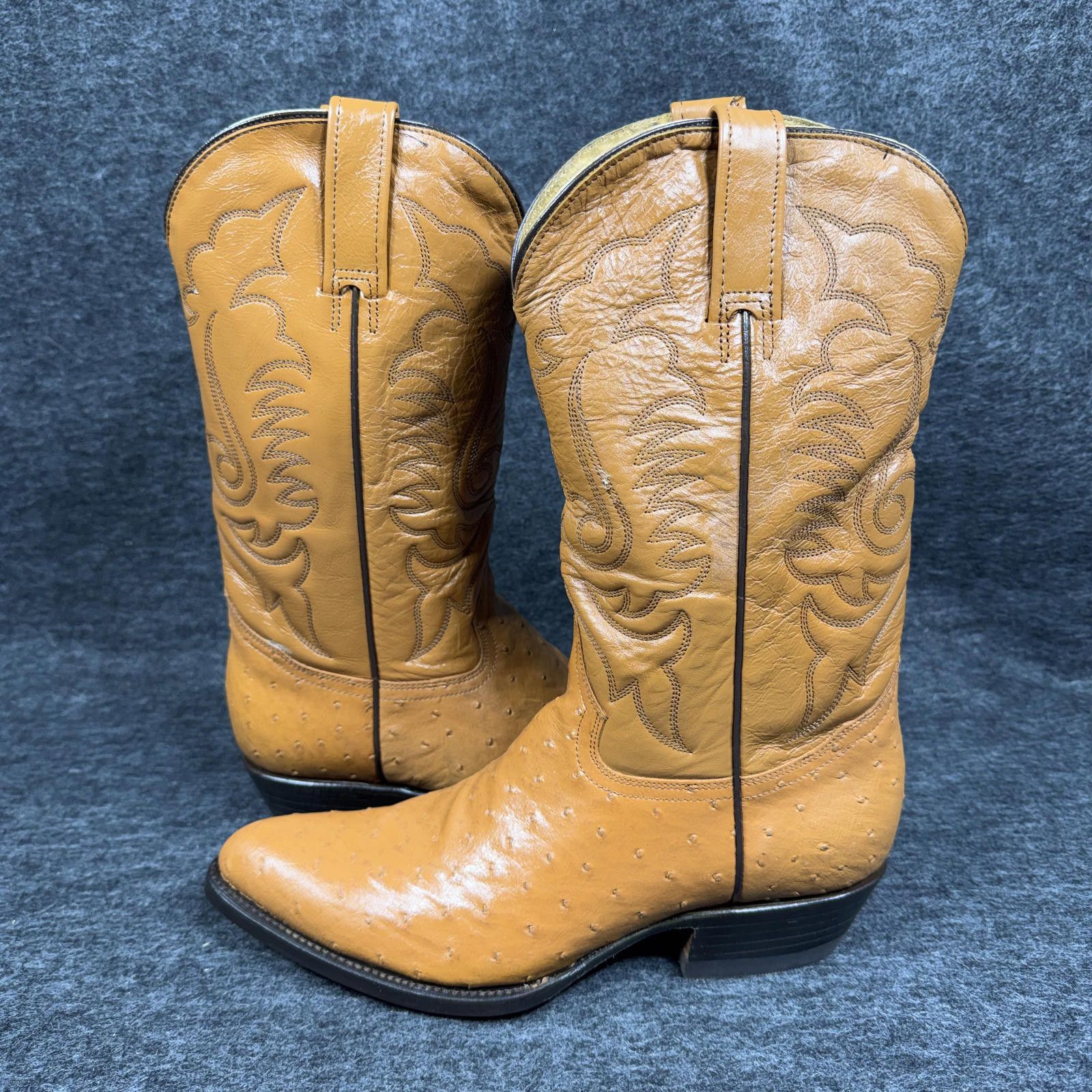 RUDE GALLERY Rudel Western Boots Men's 8.5 Honey Leather Ostrich NEW Size US 8.5 / EU 41-42 - 8 Thumbnail