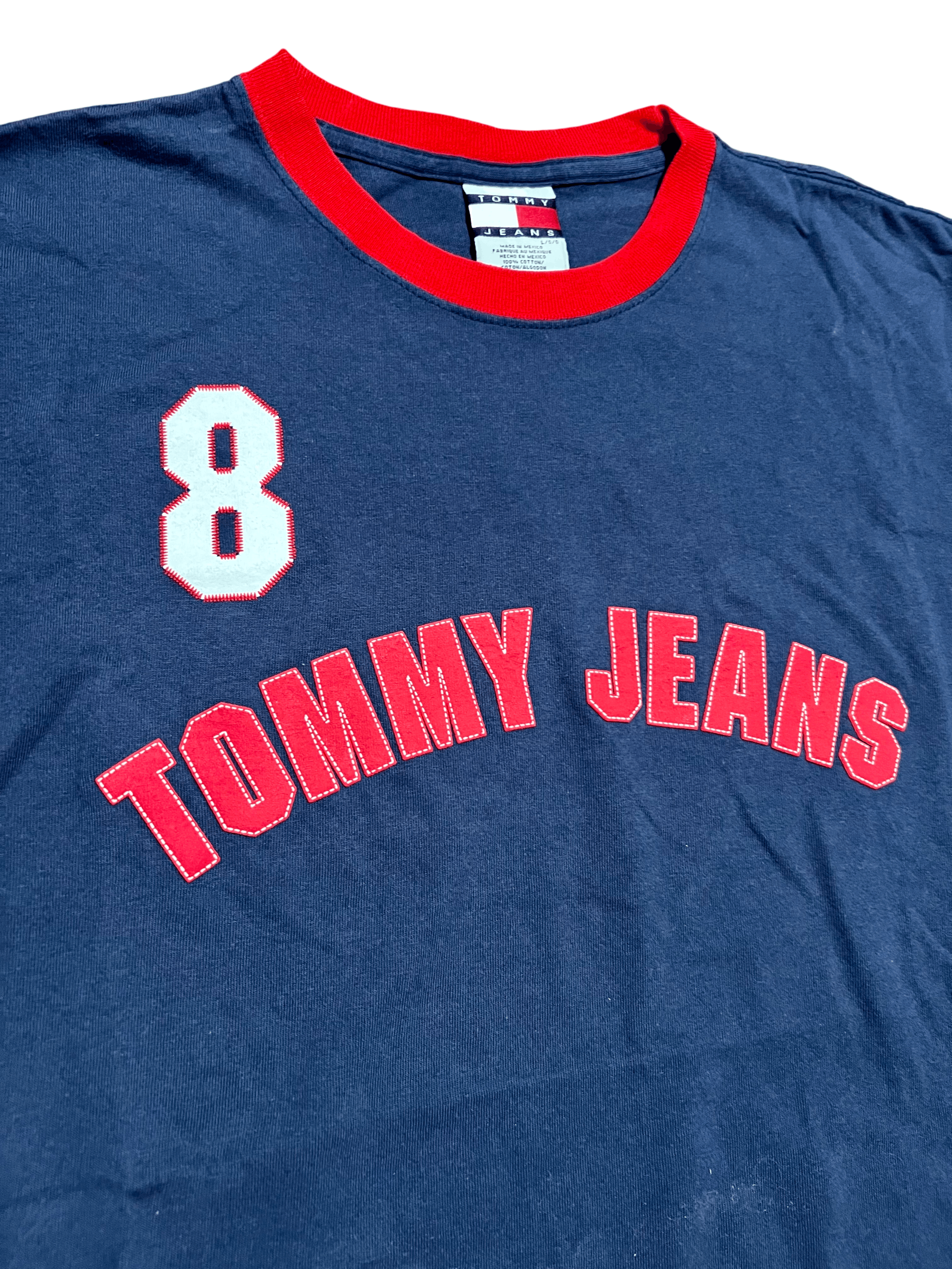 Tommy Jeans Tommy Hilfiger 8 Stitched Y2K/Late 90s Vintage T-Shirt Size US L / EU 52-54 / 3 - 2 Thumbnail