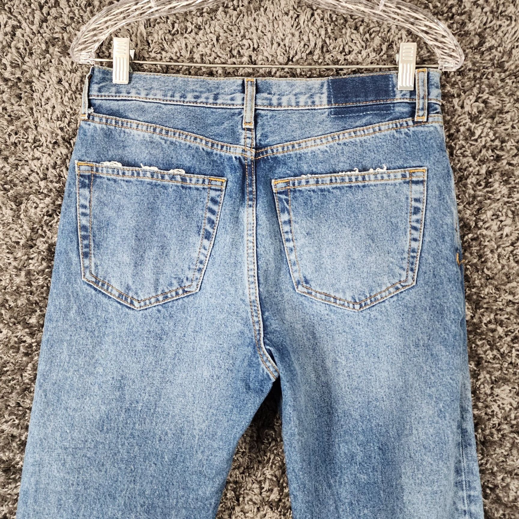 Zara ZARA Distressed Straight Leg Jeans Women Size 6 Blue Size 28" / US 6 / IT 42 - 8 Thumbnail