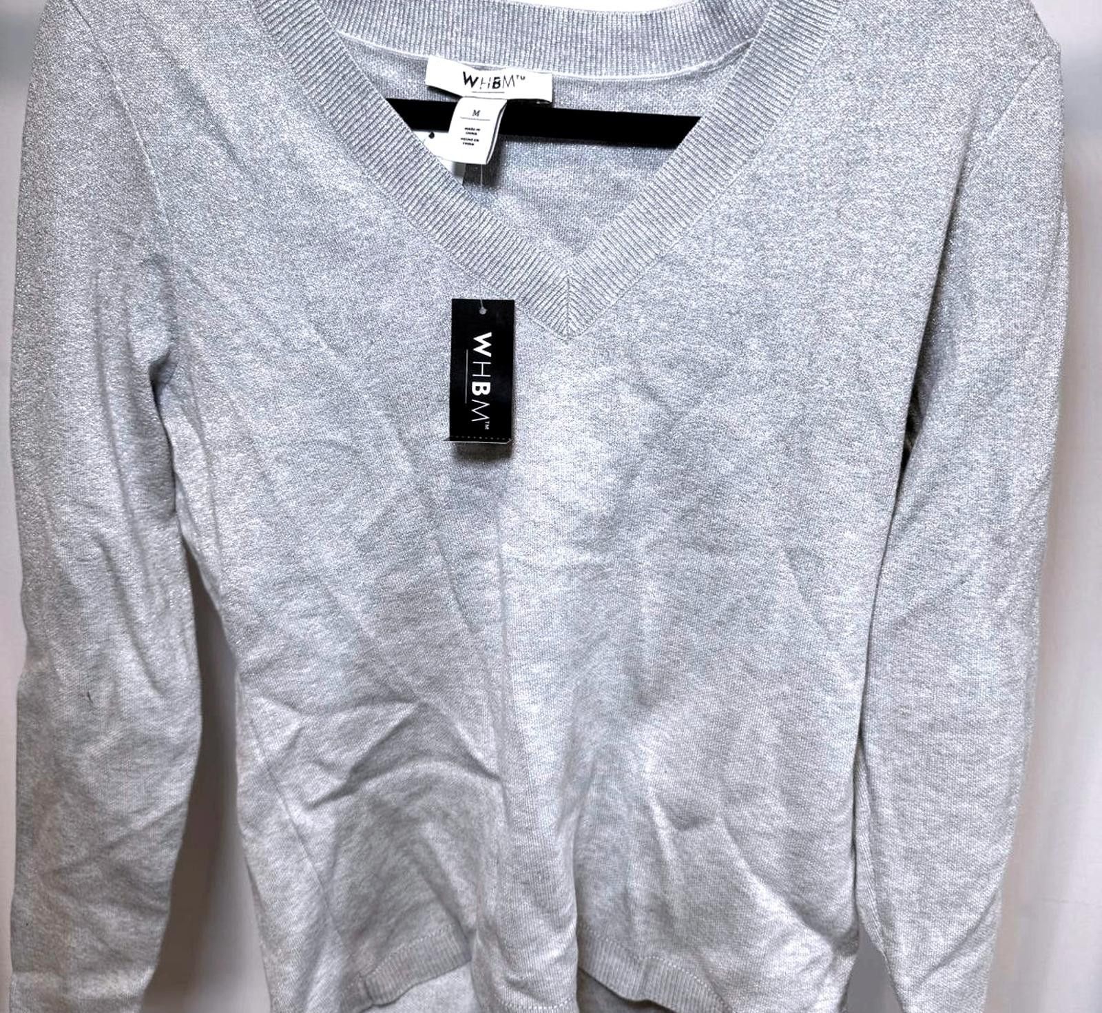 Whim Golf WHBM Women's V-Neck Long Sleeve Sweater - Gray - Size M Size M / US 6-8 / IT 42-44 - 1 Thumbnail
