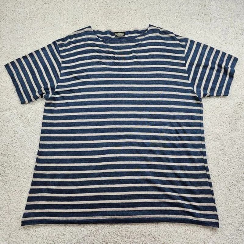 Other Black Sign Warrented Men 100% Linen Stripe Shirt 42 US Large Size US L / EU 52-54 / 3 - 4 Thumbnail