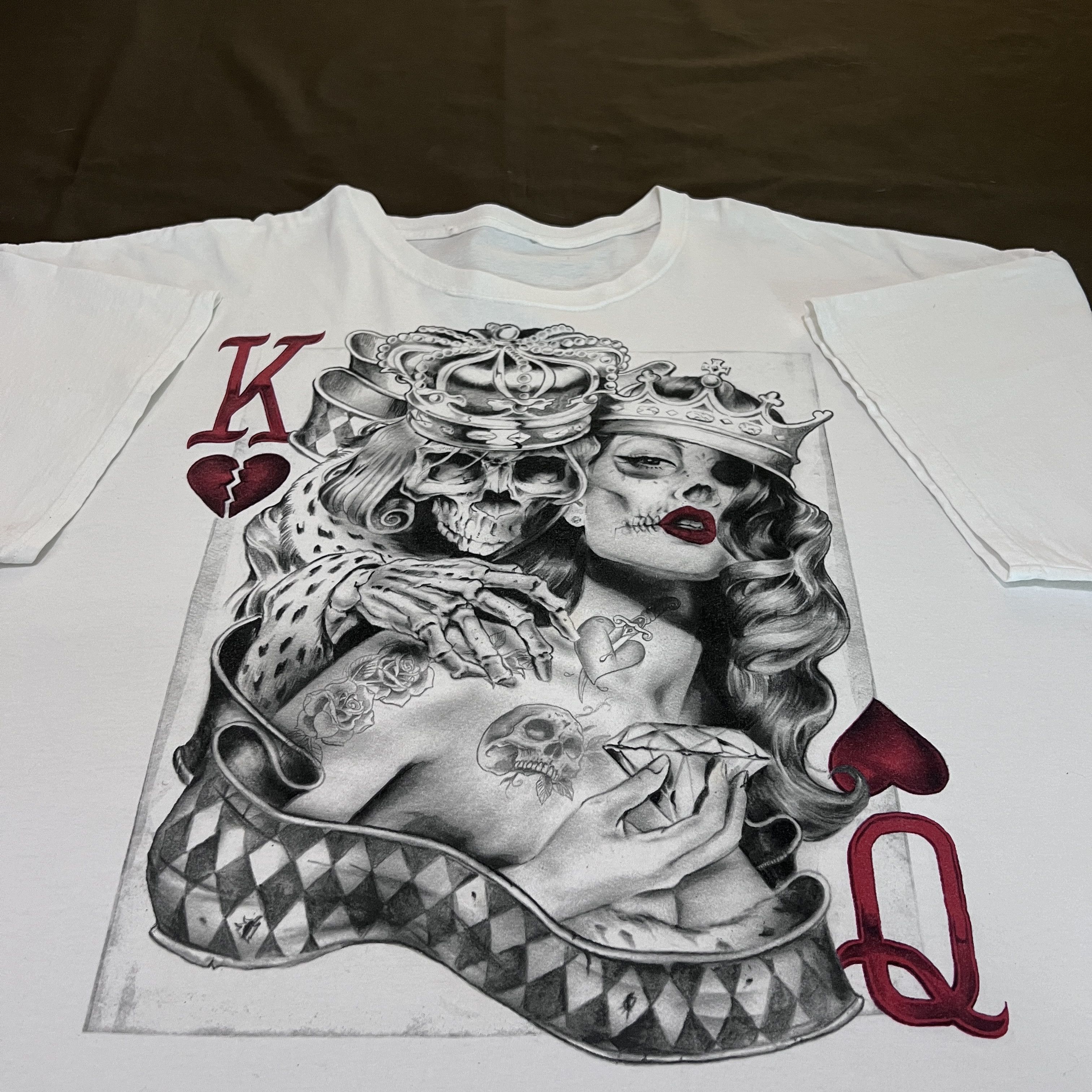 Japanese Brand Vintage Y2K Art King & Queen of Heart Skeleton Skull Tee 3XL Size US XXL / EU 58 / 5 - 1 Thumbnail