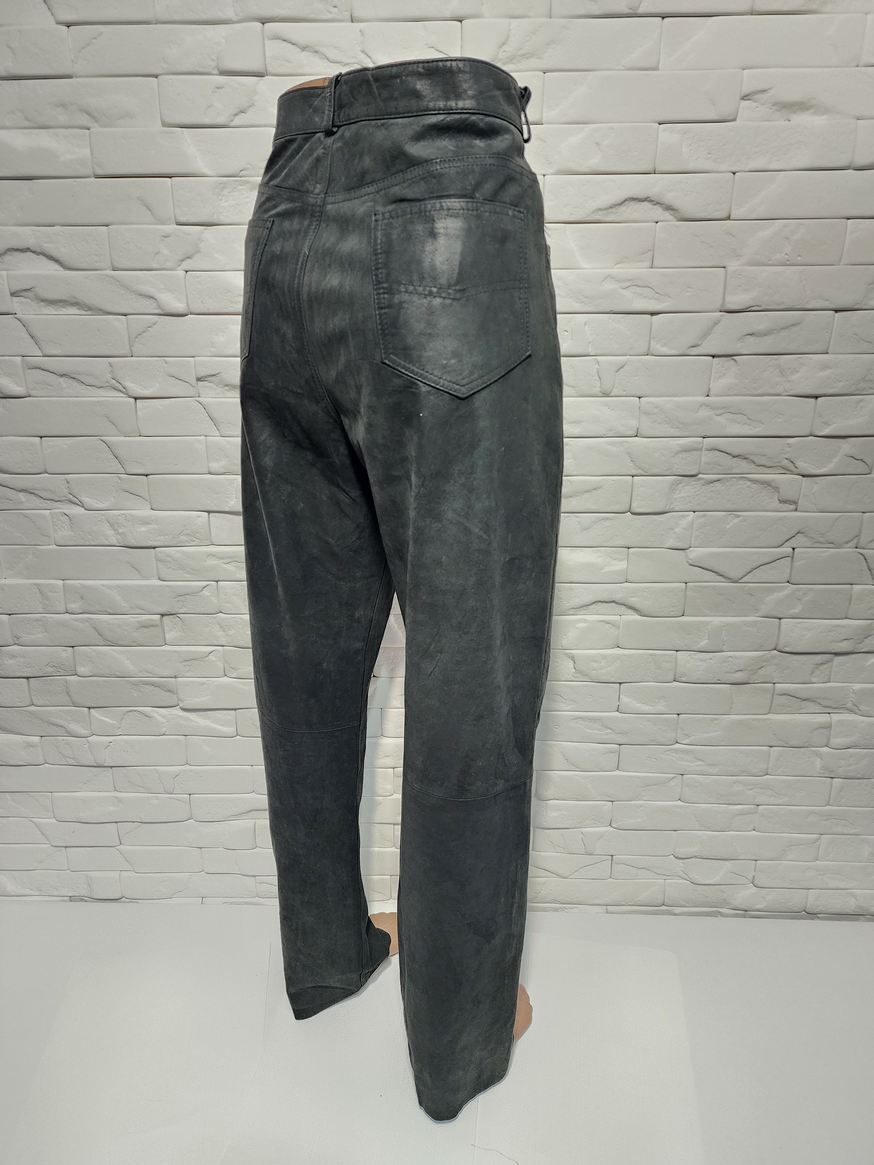 Genuine Leather Men's brown leather pants made of nubuck leather. Size US 34 / EU 50 - 6 Thumbnail