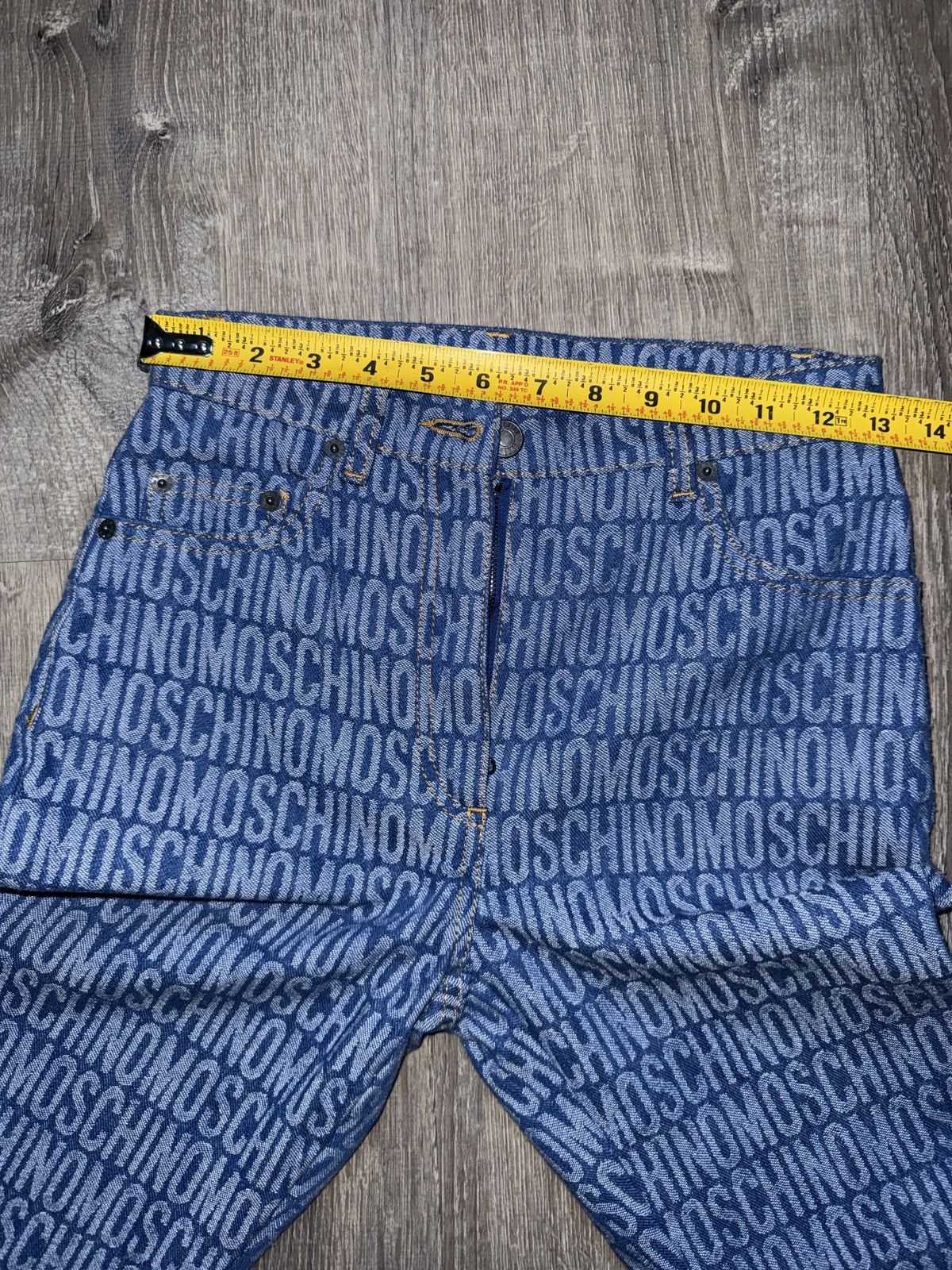 Moschino MOSCHINO Logo Jacquard Mid Rise Straight Jeans Size 24" / US 00 / IT 34 - 9 Thumbnail