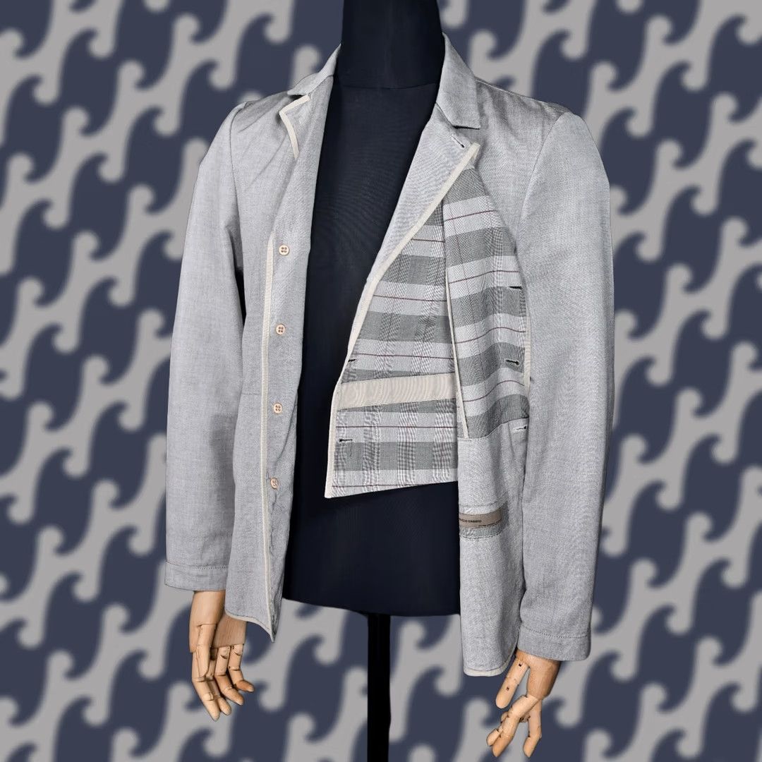 Vintage VINTAGE Marithe Francois Girbaud Blazer Jacket Men 50 Gray Cotton Solid Button Blazer 50 Mens Modern Fit 50s 60s 70s Size 50R - 1 Thumbnail
