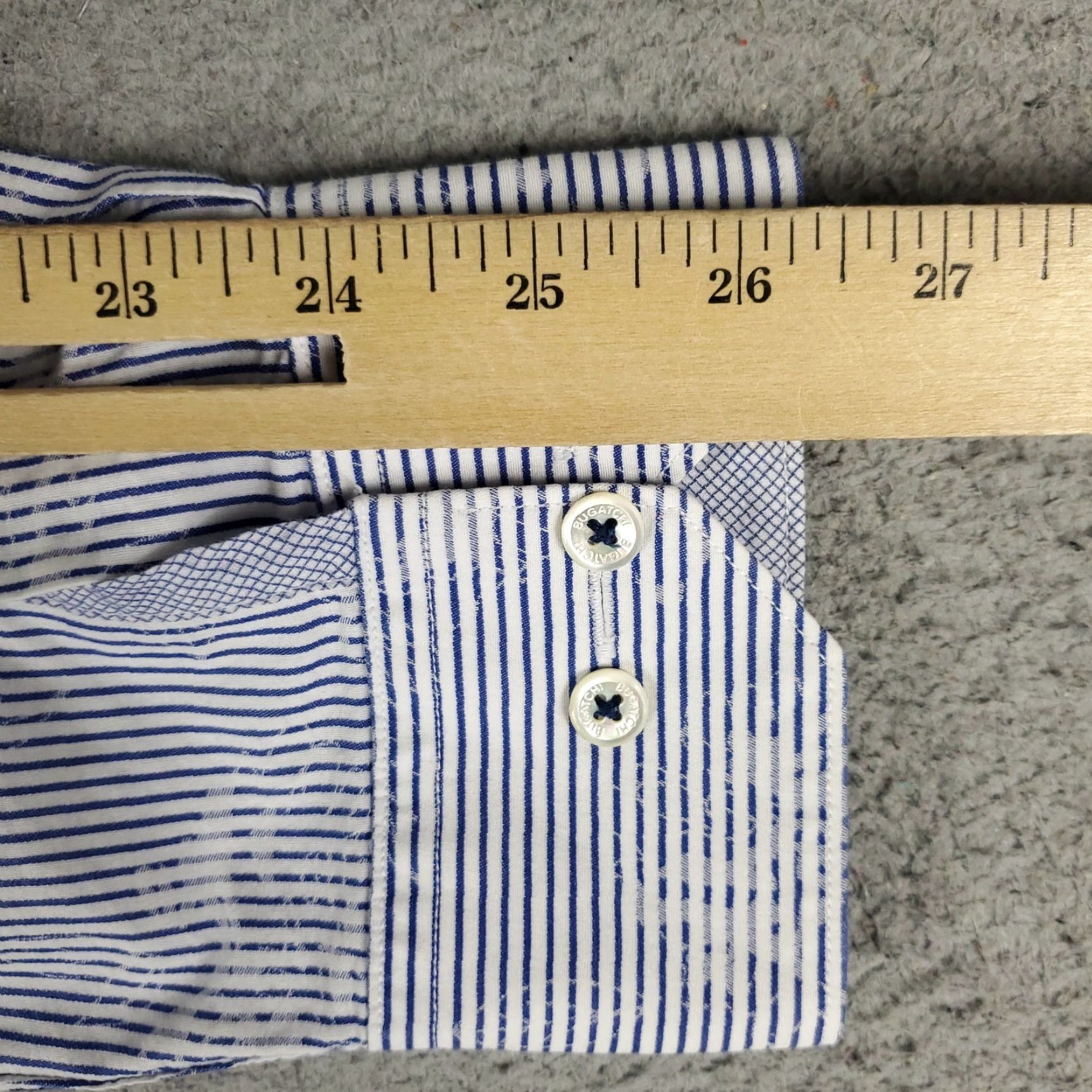 BUGATCHI Bugatchi Shirt Mens XL Blue Striped Floral Shaped Fit Button Up Long Sleeve Size US XL / EU 56 / 4 - 6 Thumbnail
